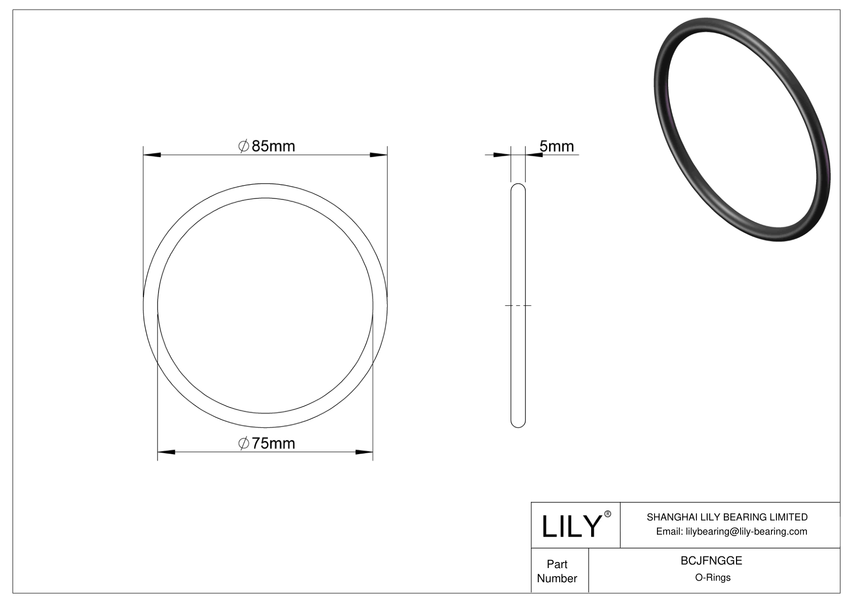 BCJFNGGE Chemical Resistant O-rings Round cad drawing