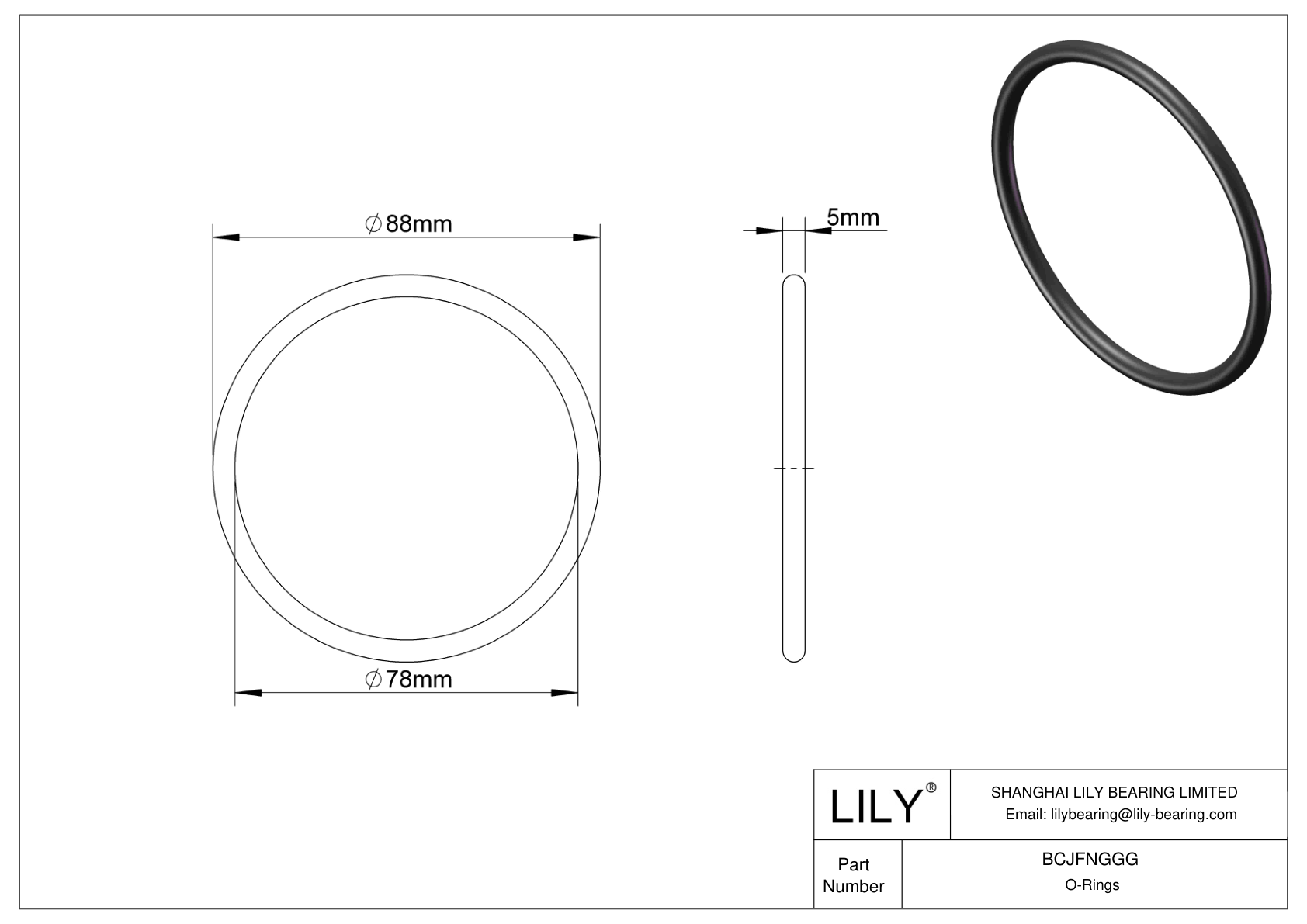 BCJFNGGG Chemical Resistant O-rings Round cad drawing