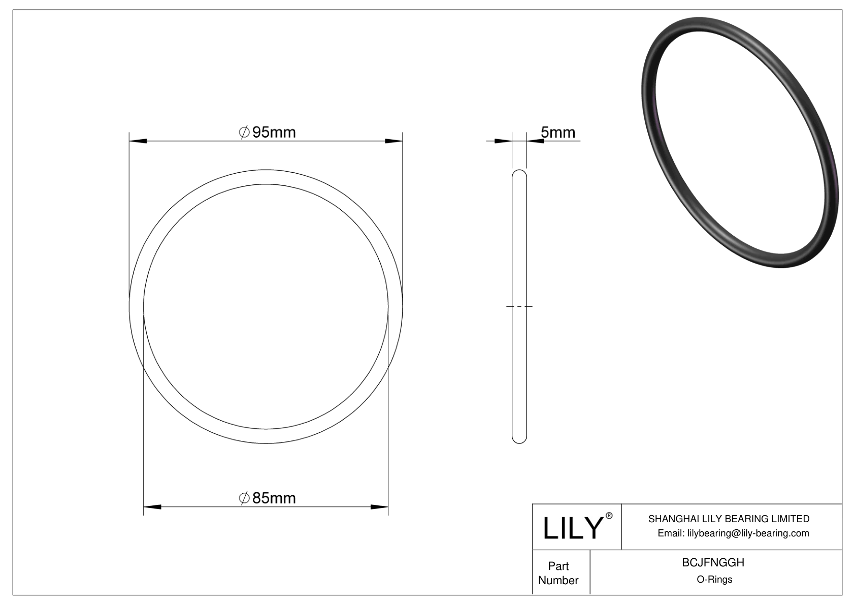 BCJFNGGH Chemical Resistant O-rings Round cad drawing