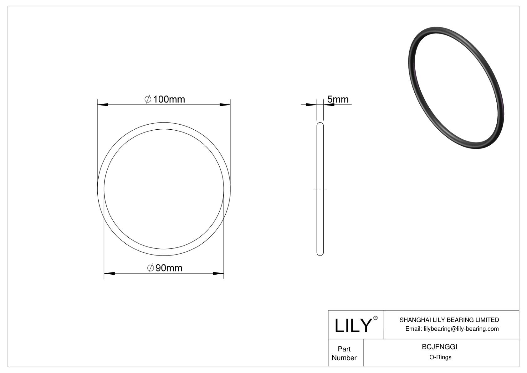 BCJFNGGI Chemical Resistant O-rings Round cad drawing