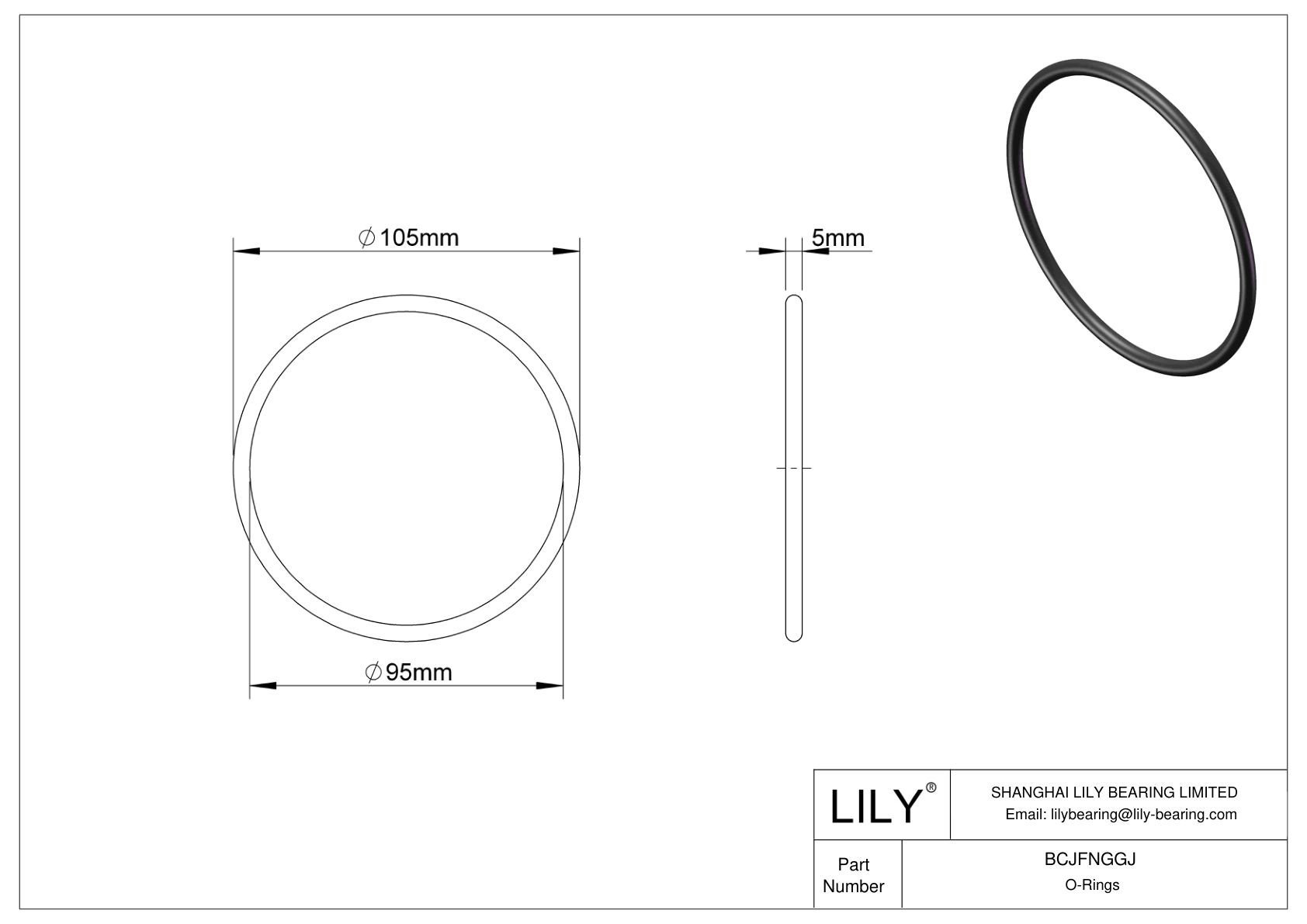 BCJFNGGJ Chemical Resistant O-rings Round cad drawing