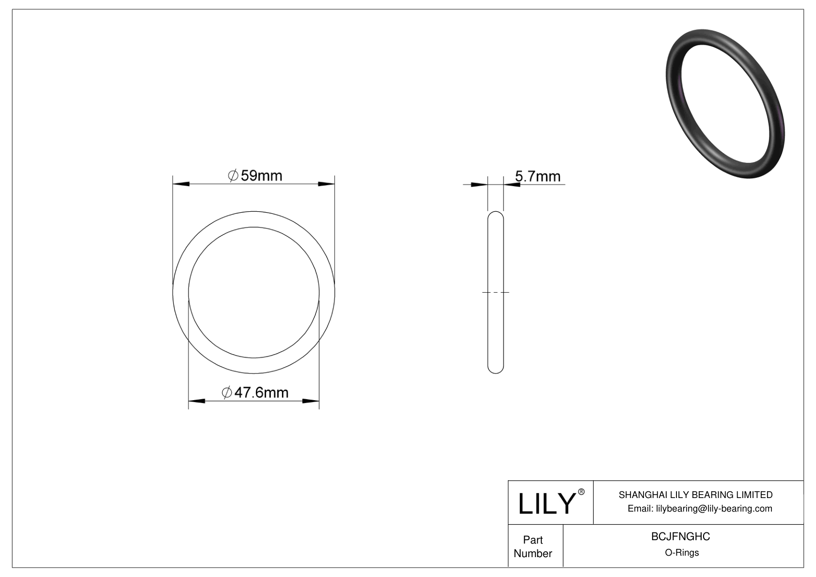 BCJFNGHC Chemical Resistant O-rings Round cad drawing