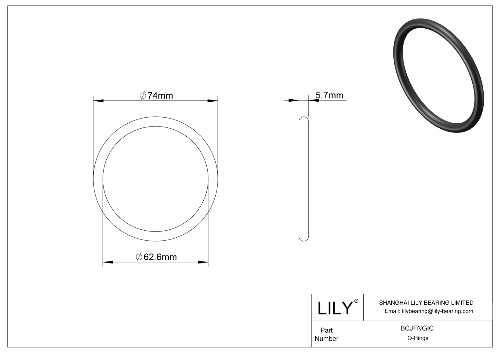 BCJFNGIC Chemical Resistant O-rings Round cad drawing