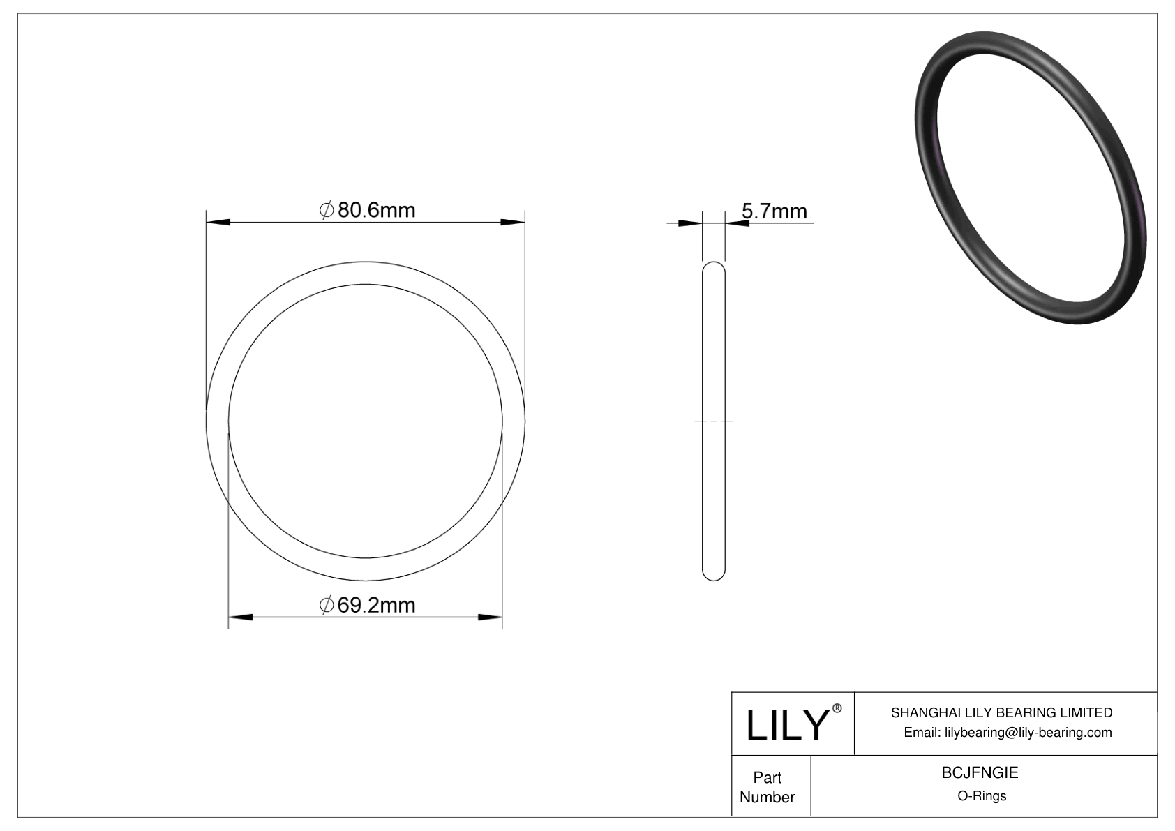 BCJFNGIE Chemical Resistant O-rings Round cad drawing