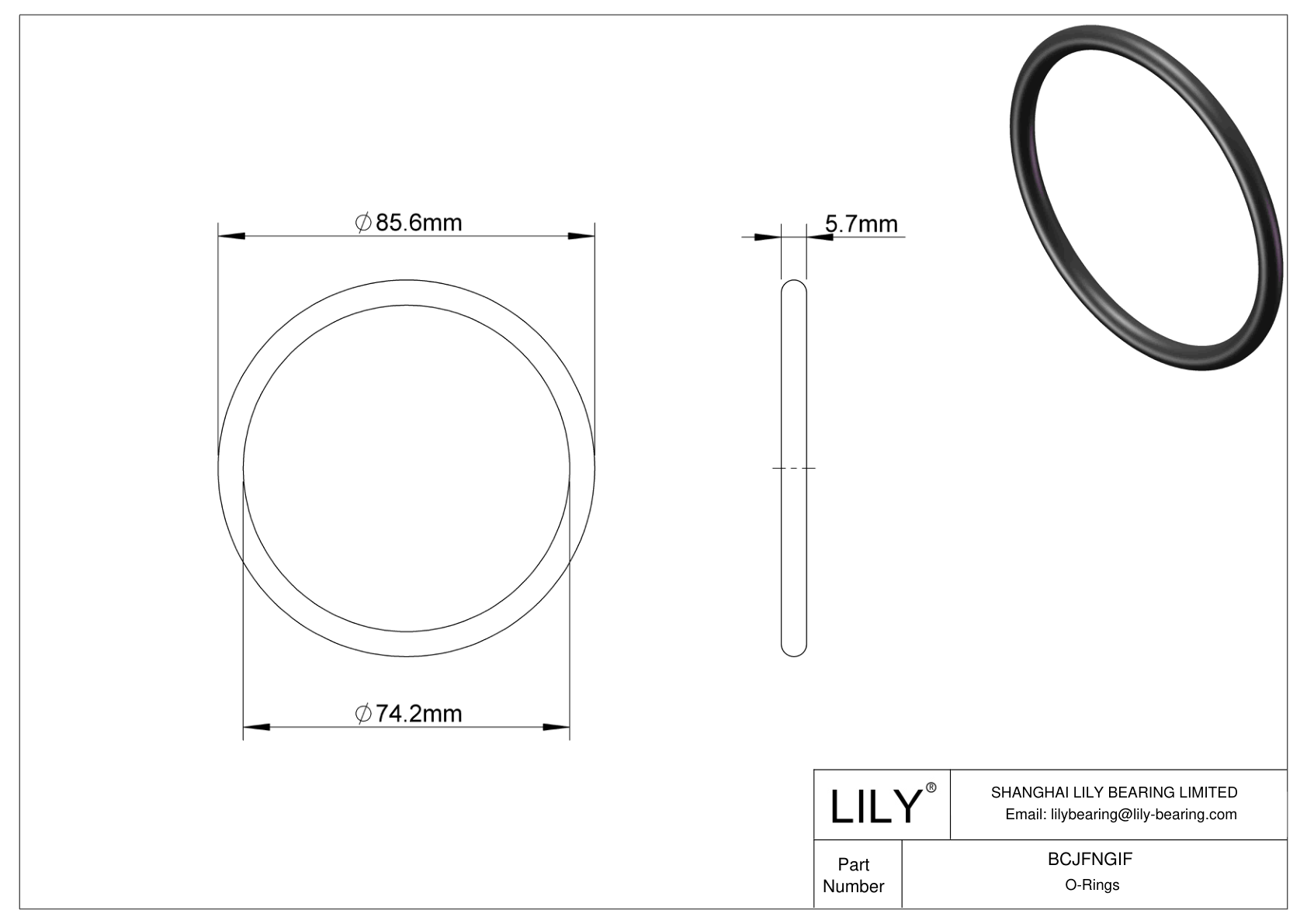 BCJFNGIF Chemical Resistant O-rings Round cad drawing