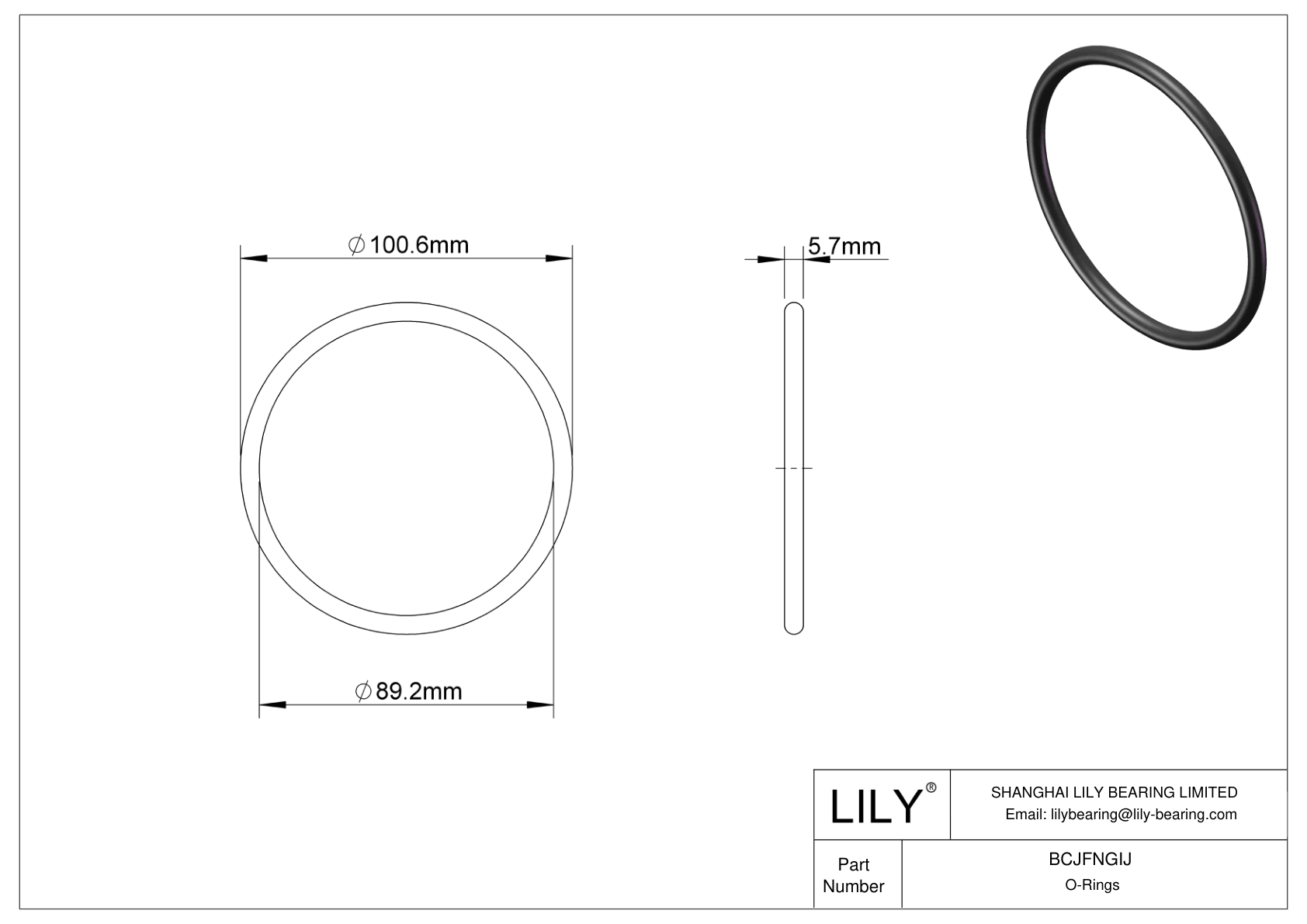 BCJFNGIJ Chemical Resistant O-rings Round cad drawing