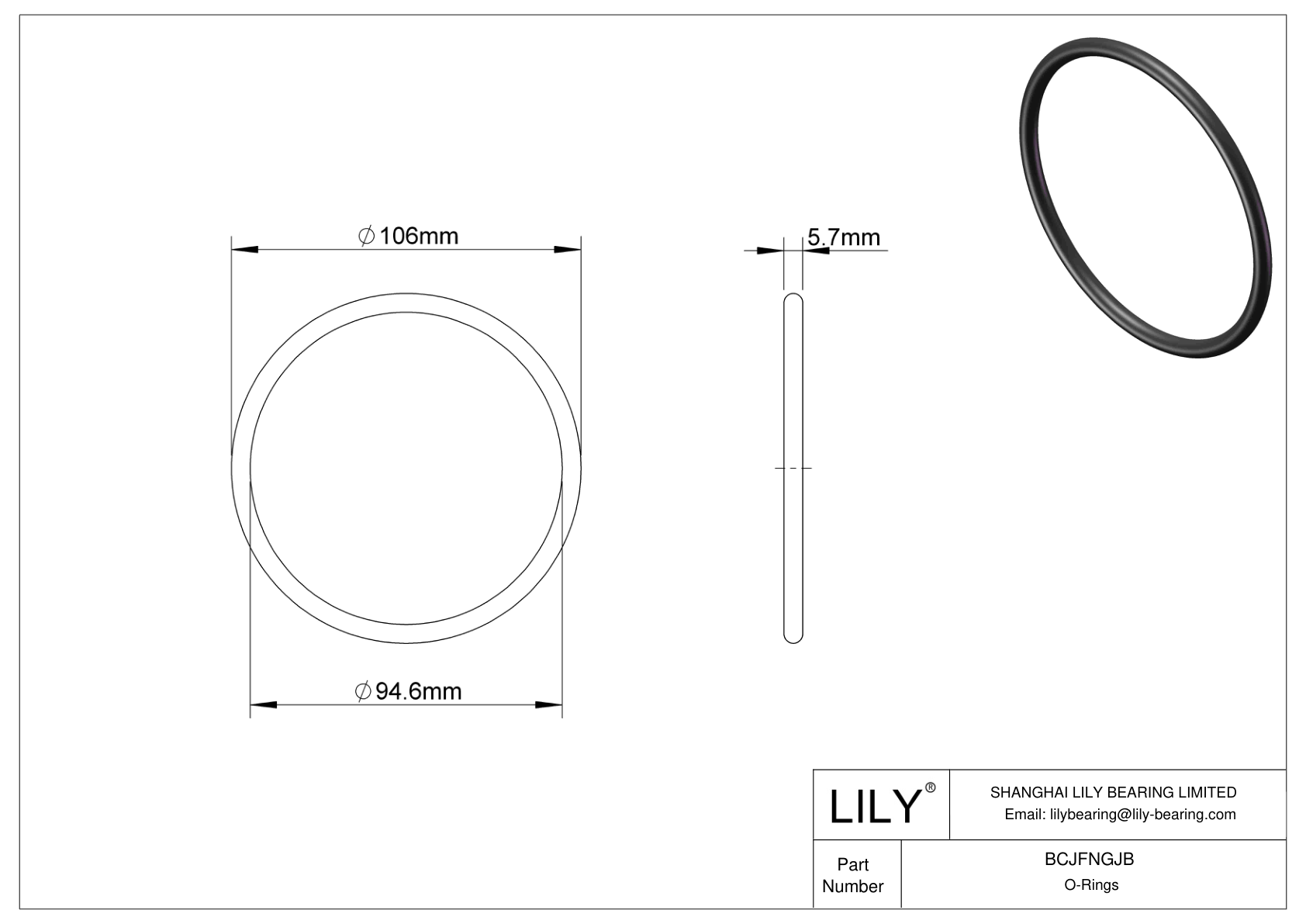 BCJFNGJB Chemical Resistant O-rings Round cad drawing