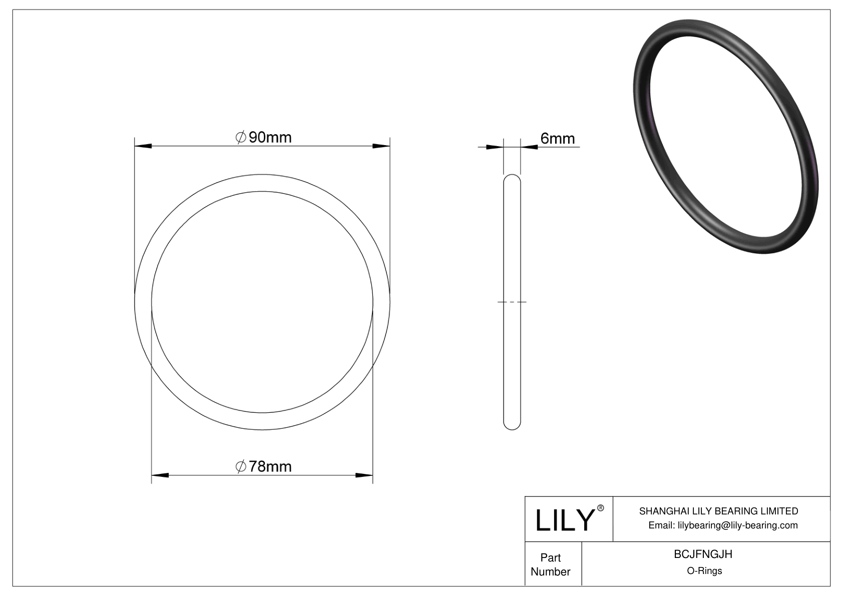 BCJFNGJH Chemical Resistant O-rings Round cad drawing