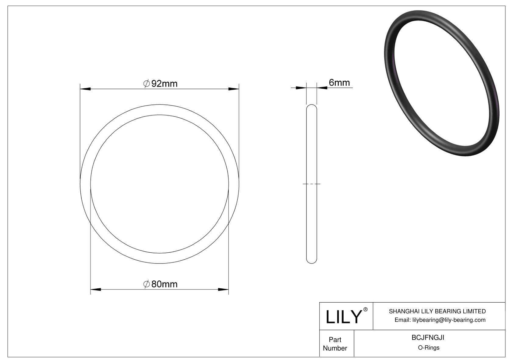 BCJFNGJI Chemical Resistant O-rings Round cad drawing