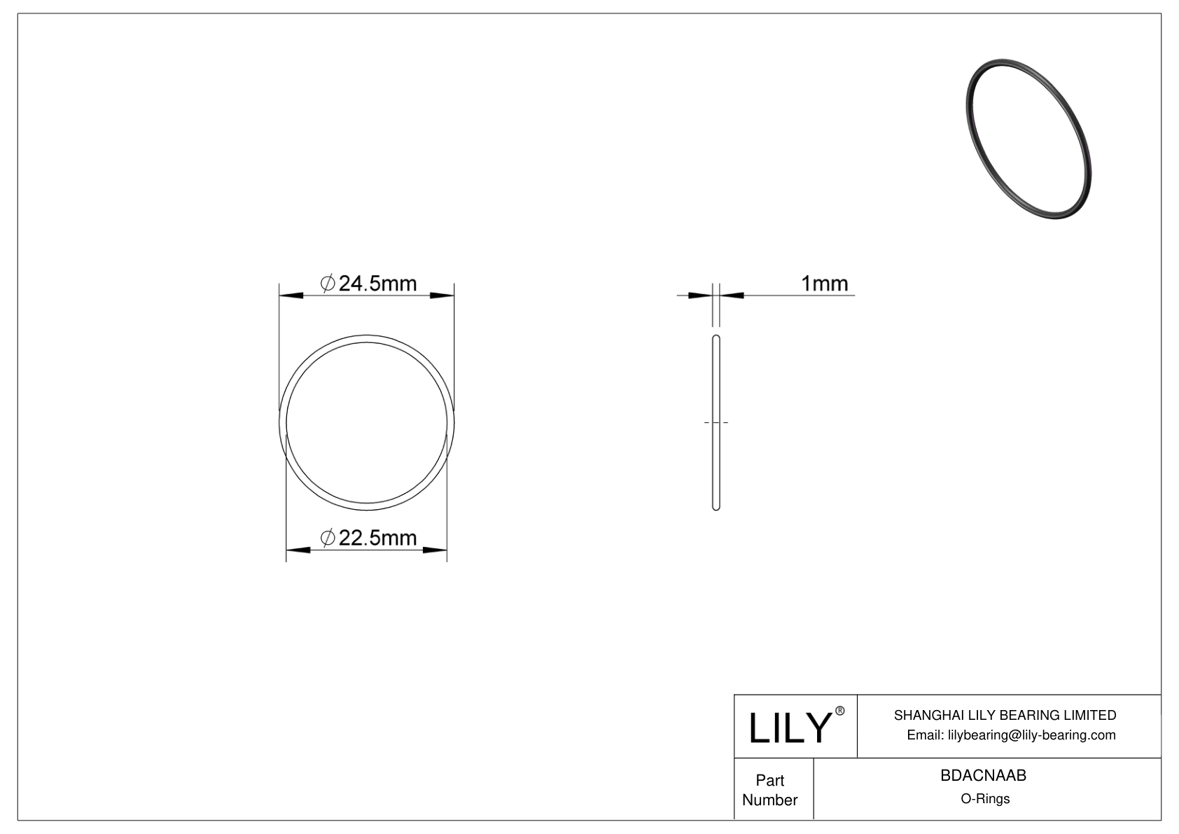 BDACNAAB Oil Resistant O-Rings Round cad drawing