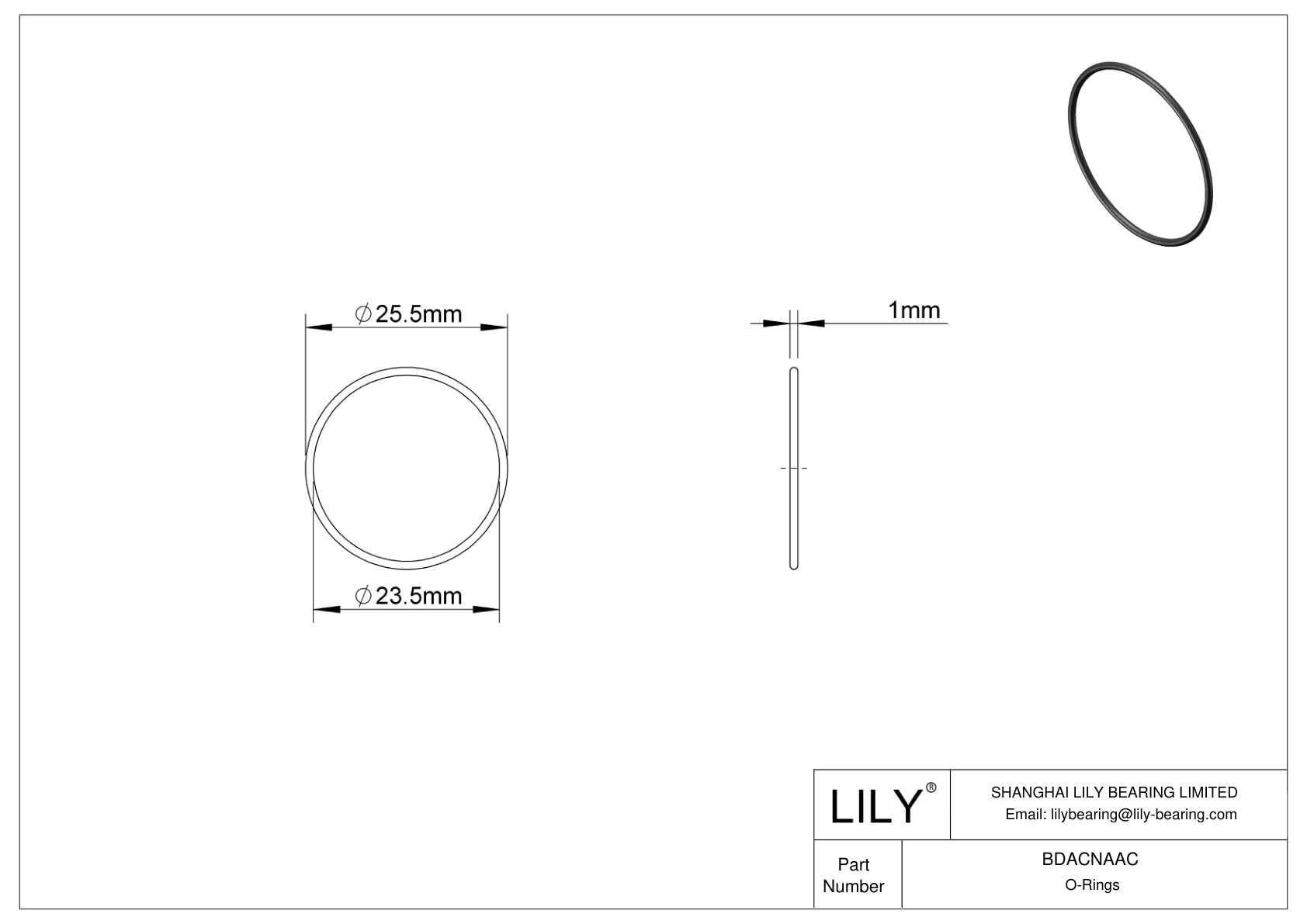 BDACNAAC Oil Resistant O-Rings Round cad drawing