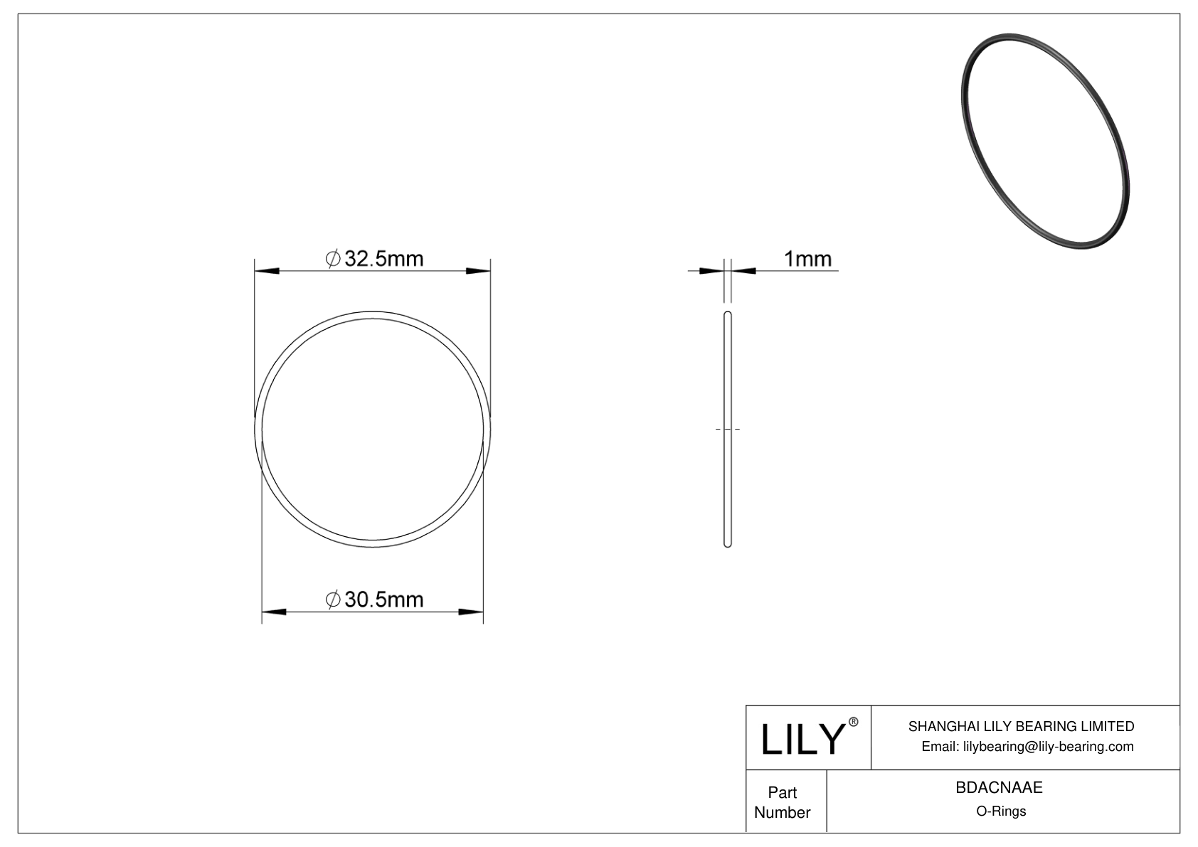 BDACNAAE Oil Resistant O-Rings Round cad drawing