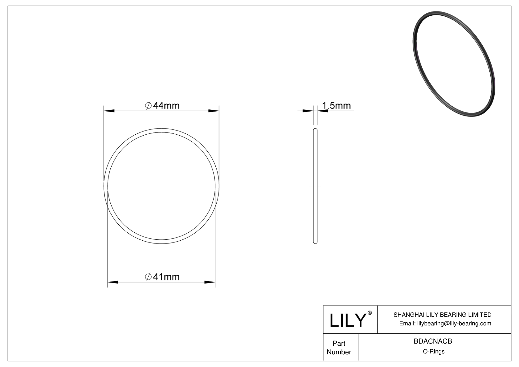 BDACNACB Oil Resistant O-Rings Round cad drawing