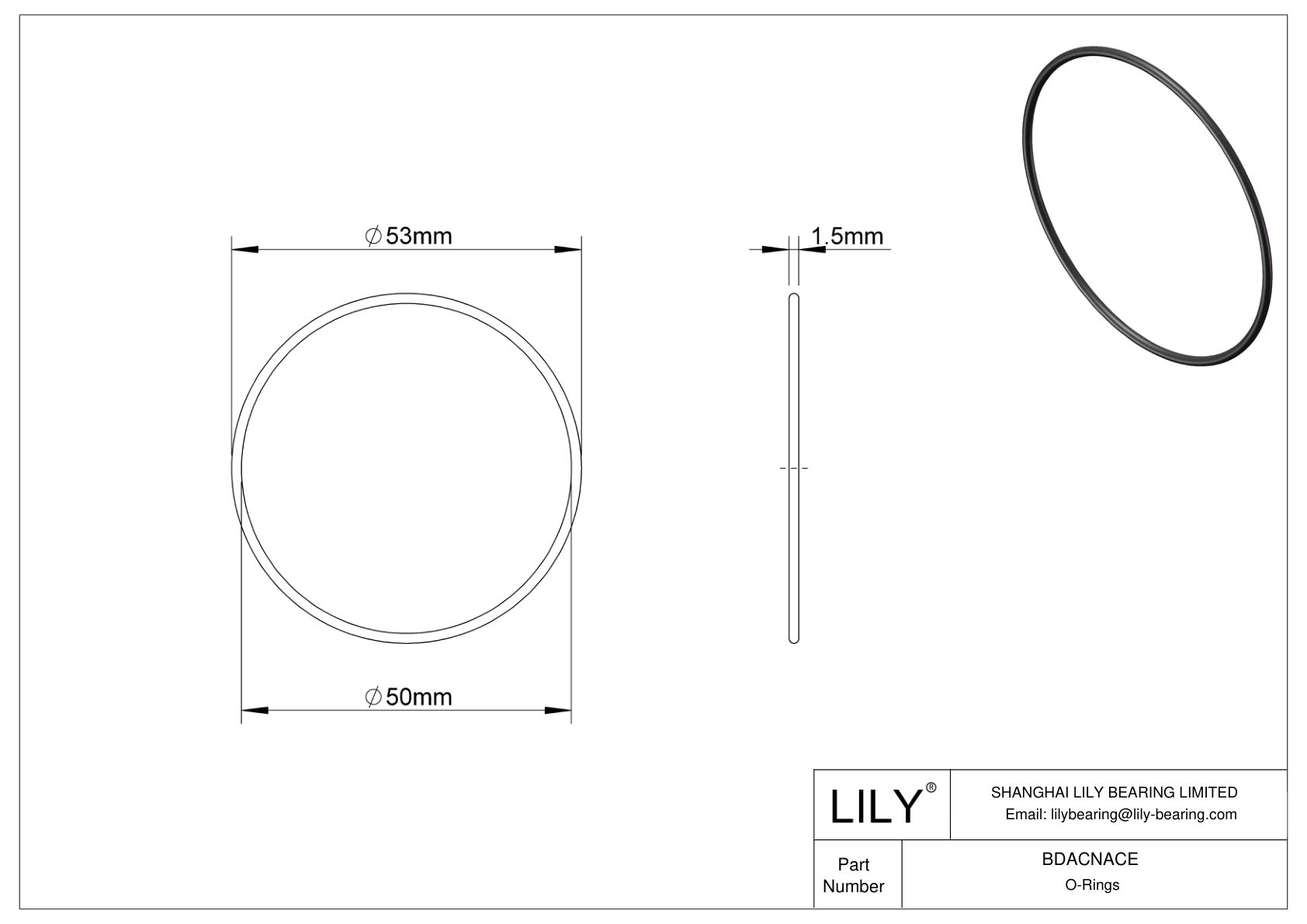 BDACNACE Oil Resistant O-Rings Round cad drawing