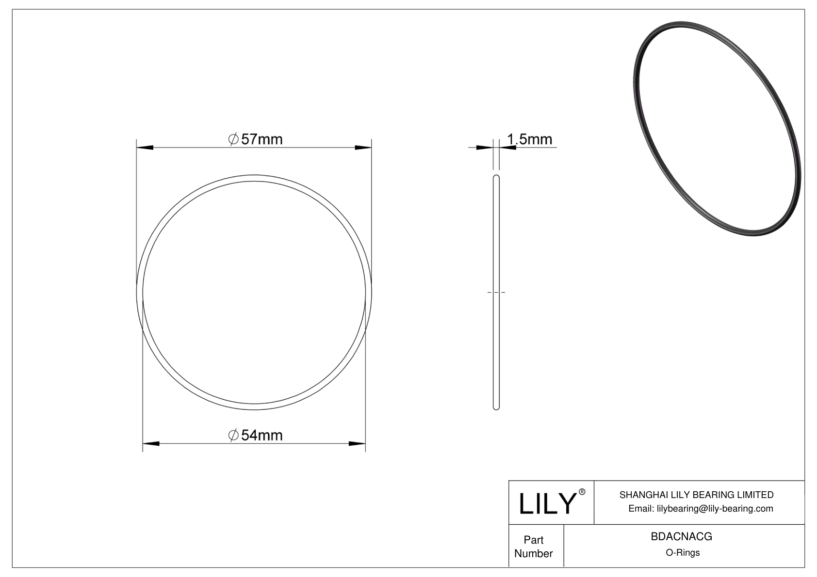 BDACNACG Oil Resistant O-Rings Round cad drawing