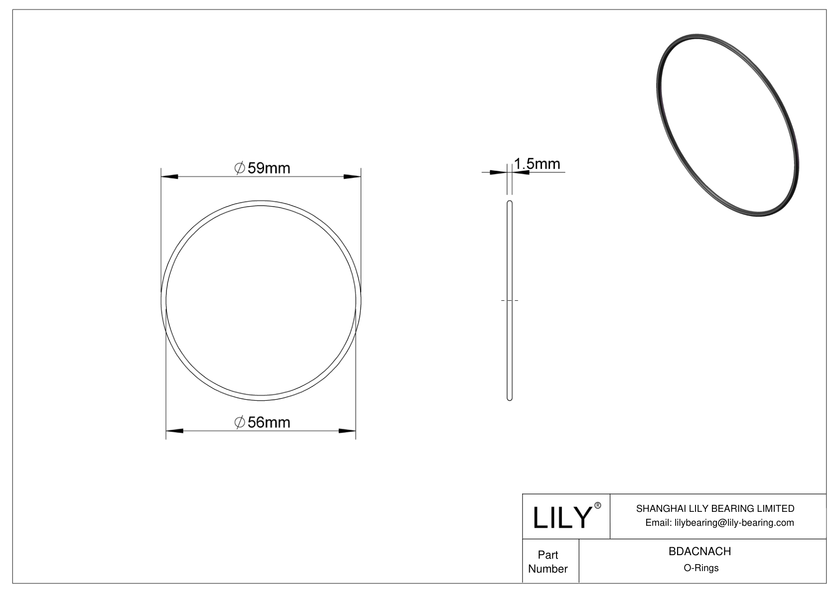 BDACNACH Oil Resistant O-Rings Round cad drawing