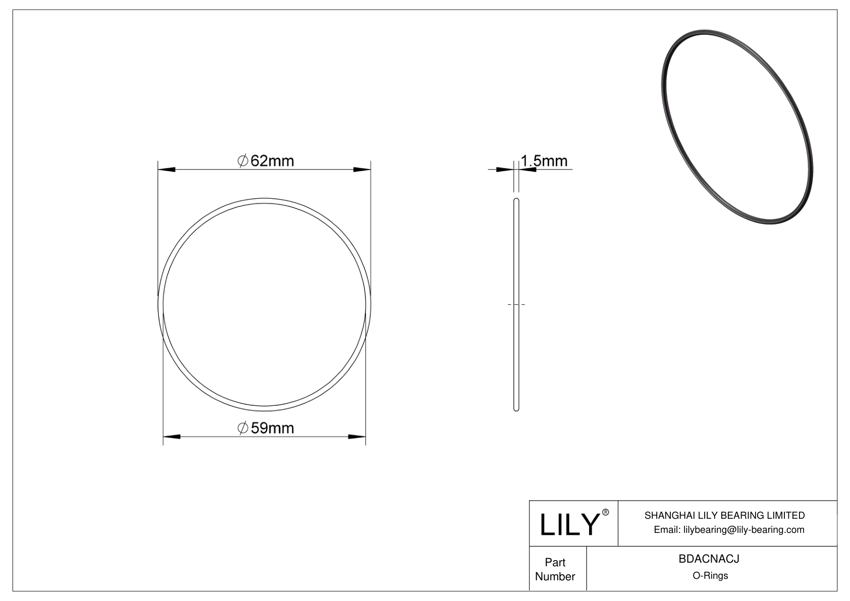 BDACNACJ Oil Resistant O-Rings Round cad drawing