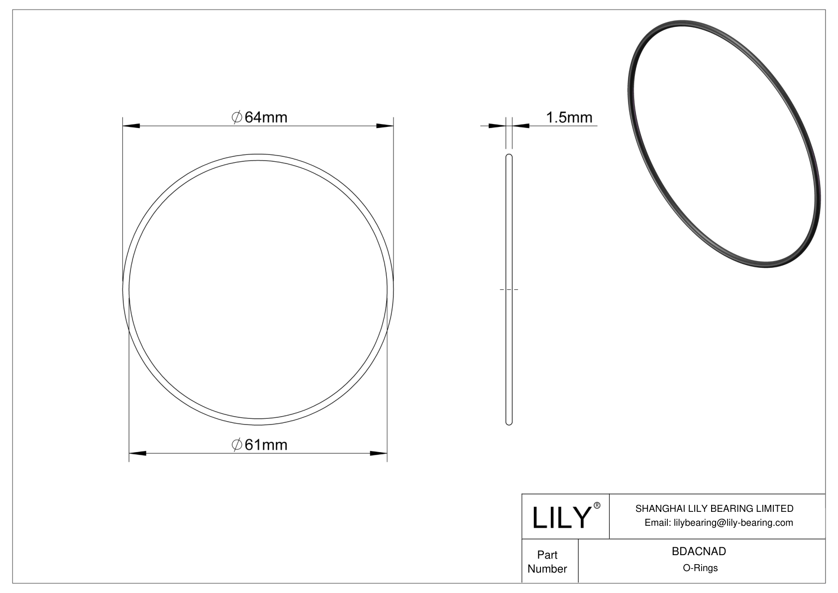 BDACNAD Oil Resistant O-Rings Round cad drawing