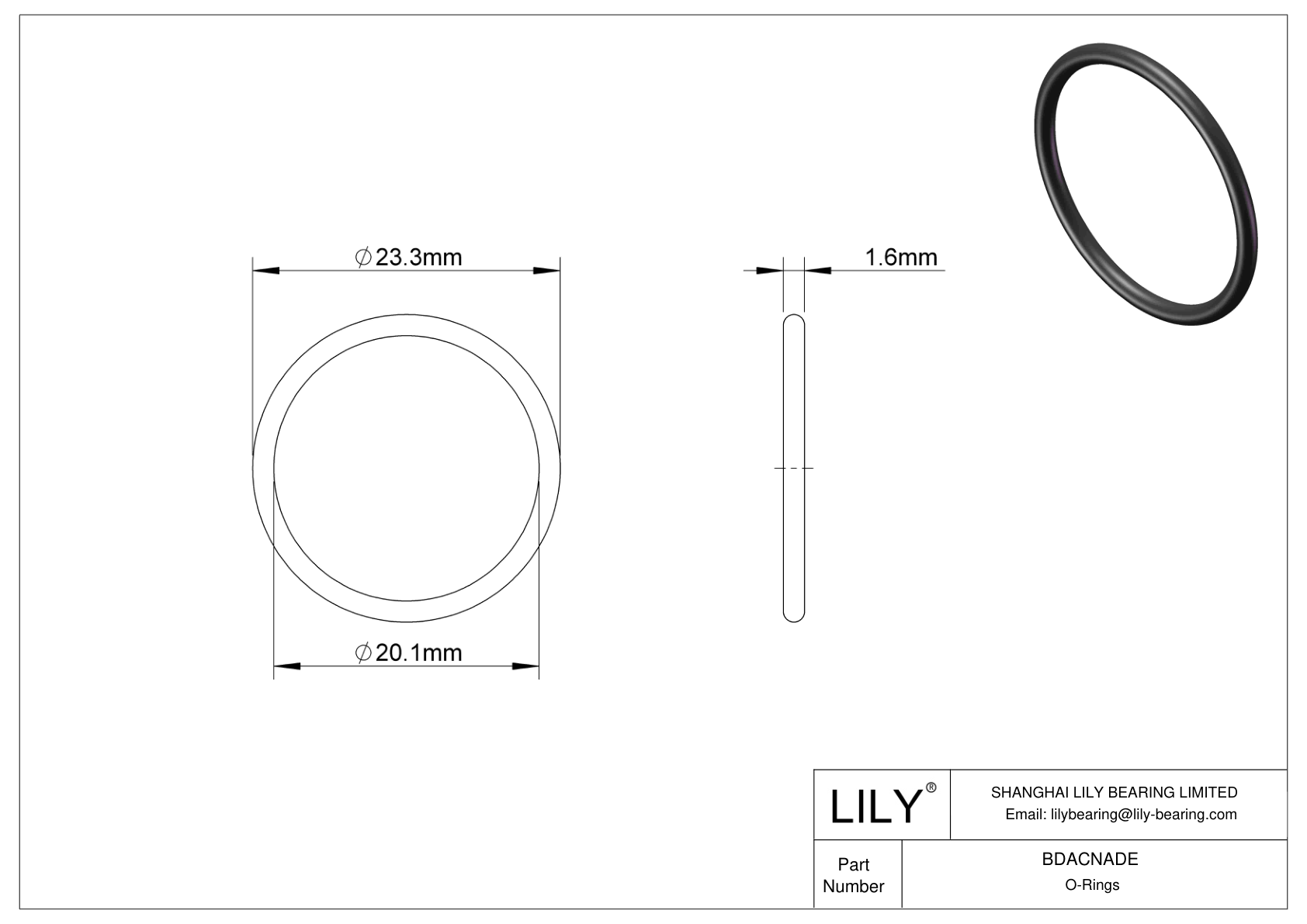 BDACNADE Oil Resistant O-Rings Round cad drawing