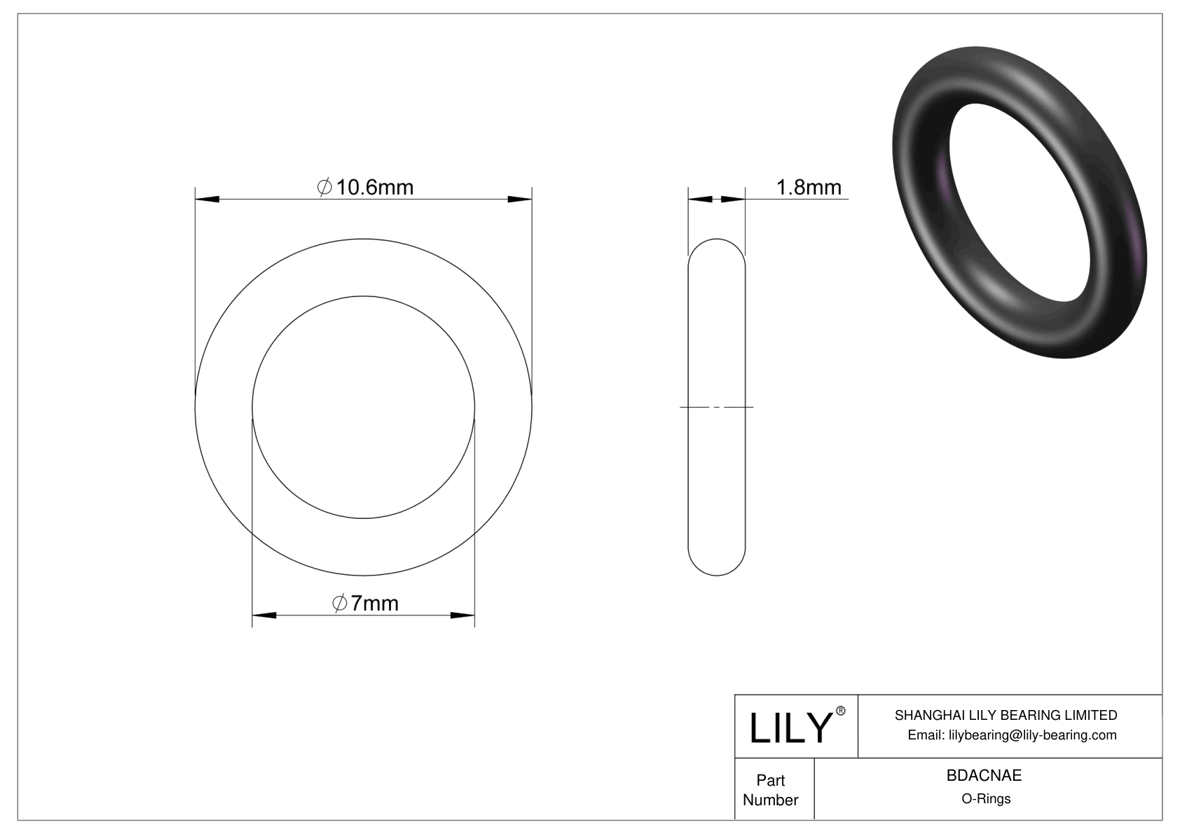 BDACNAE Oil Resistant O-Rings Round cad drawing