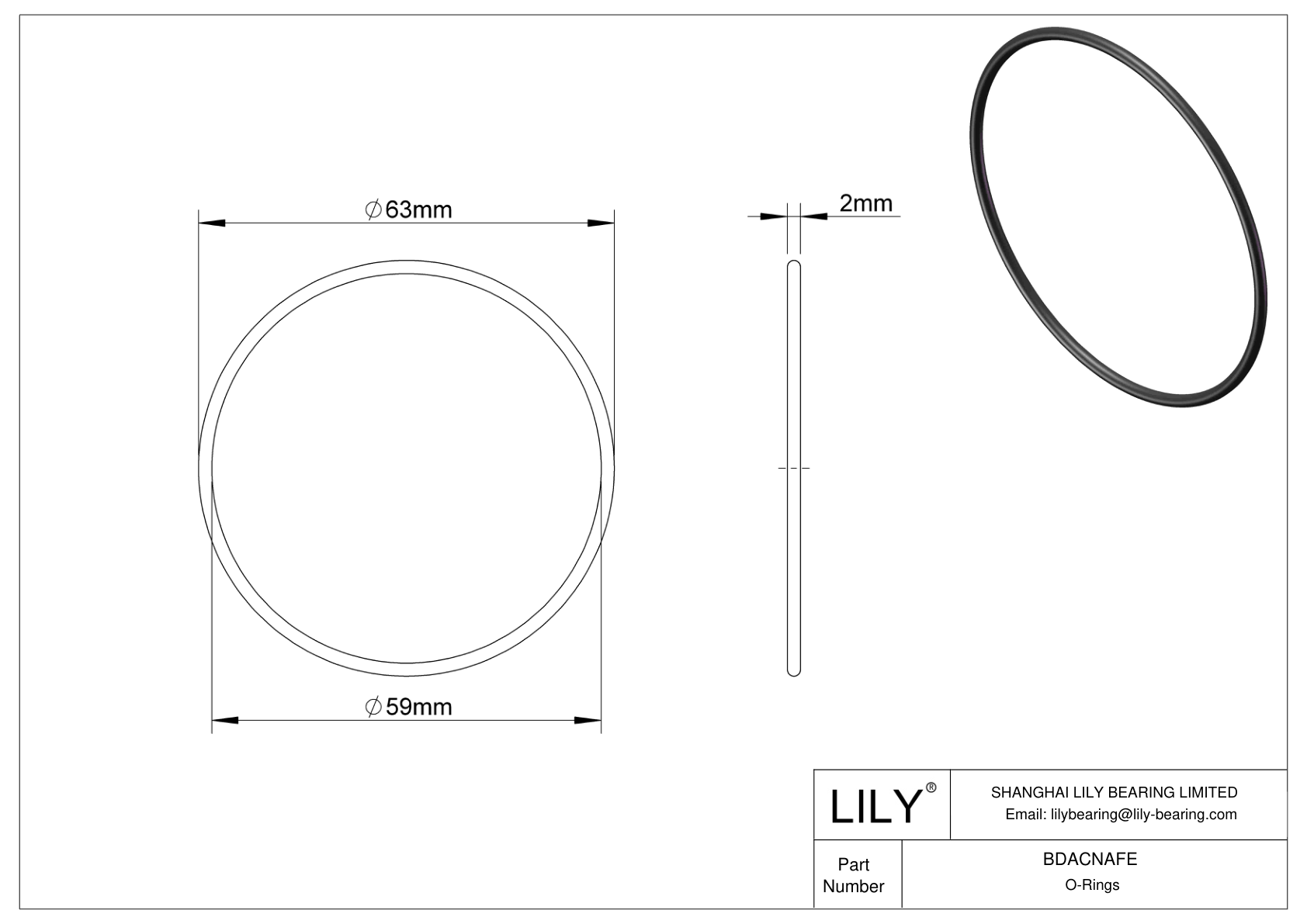 BDACNAFE Oil Resistant O-Rings Round cad drawing