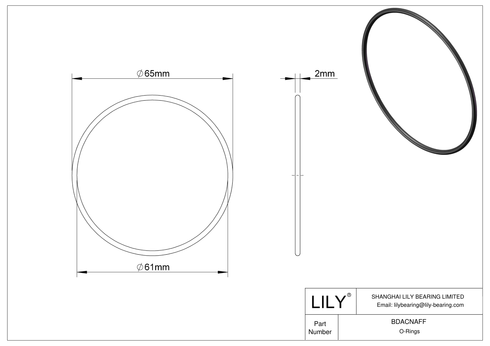 BDACNAFF Juntas tóricas redondas resistentes al aceite cad drawing