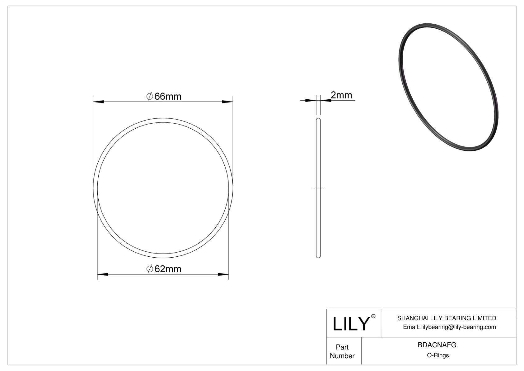 BDACNAFG Oil Resistant O-Rings Round cad drawing