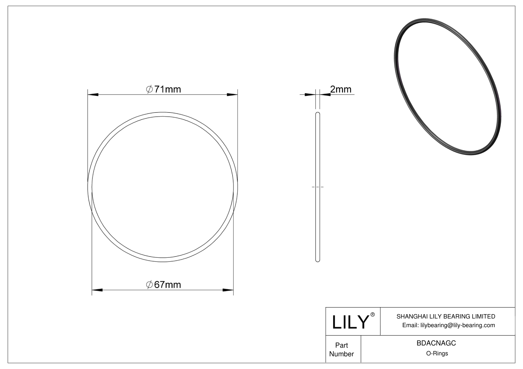 BDACNAGC Oil Resistant O-Rings Round cad drawing