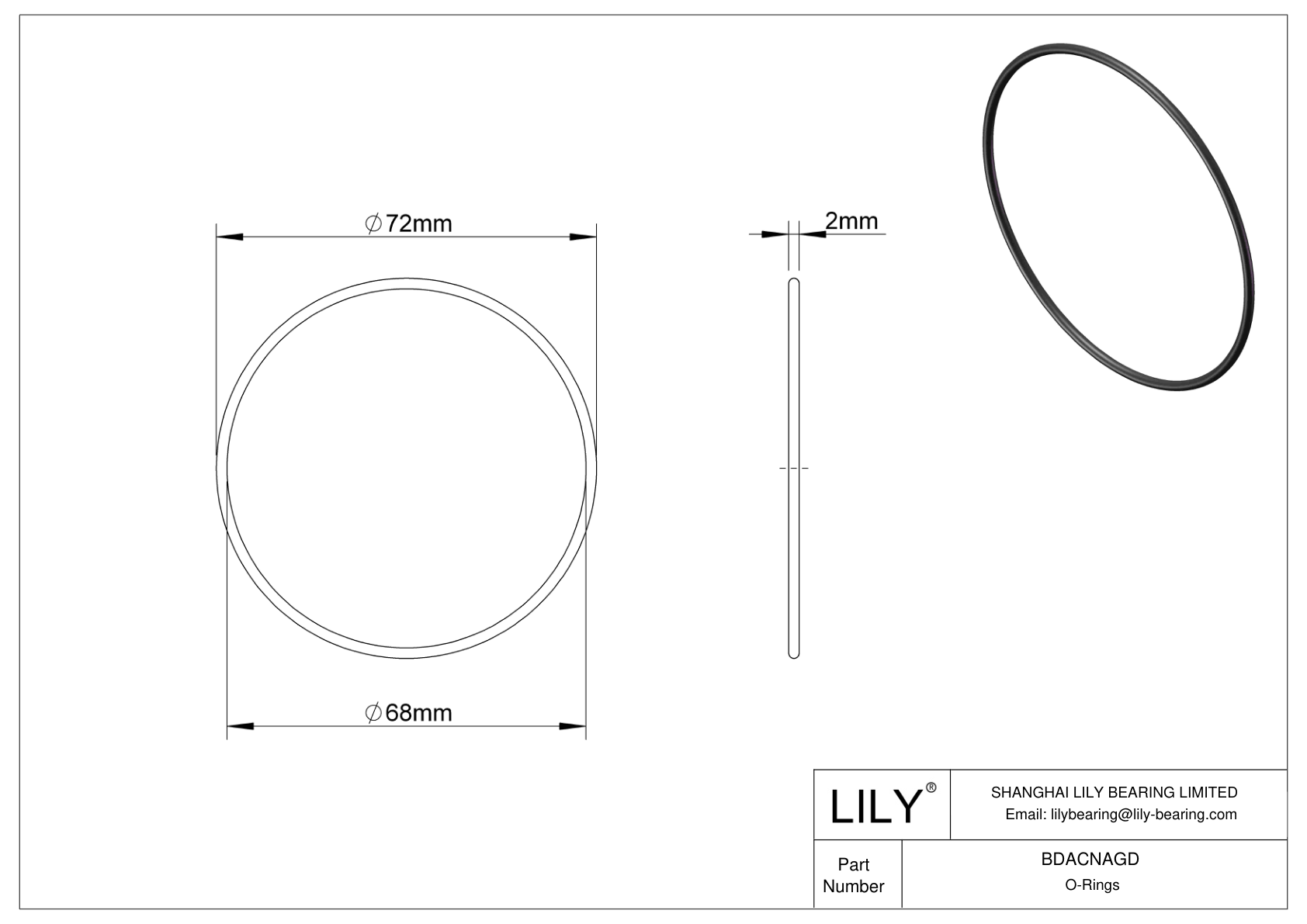 BDACNAGD Oil Resistant O-Rings Round cad drawing