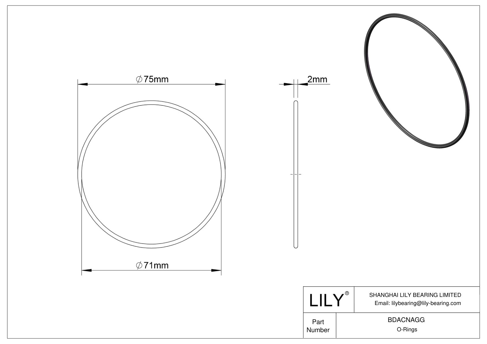 BDACNAGG Oil Resistant O-Rings Round cad drawing