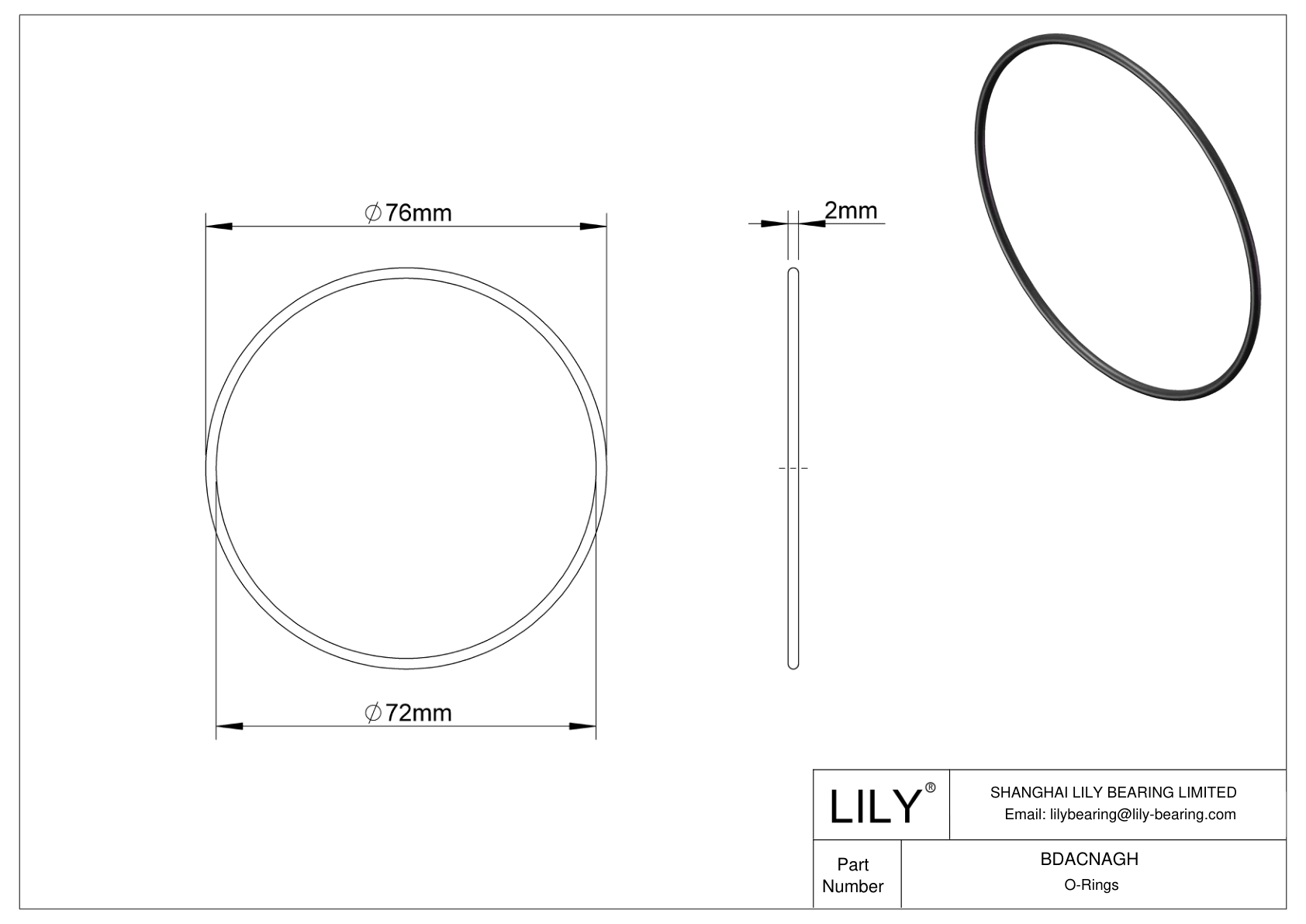 BDACNAGH Oil Resistant O-Rings Round cad drawing