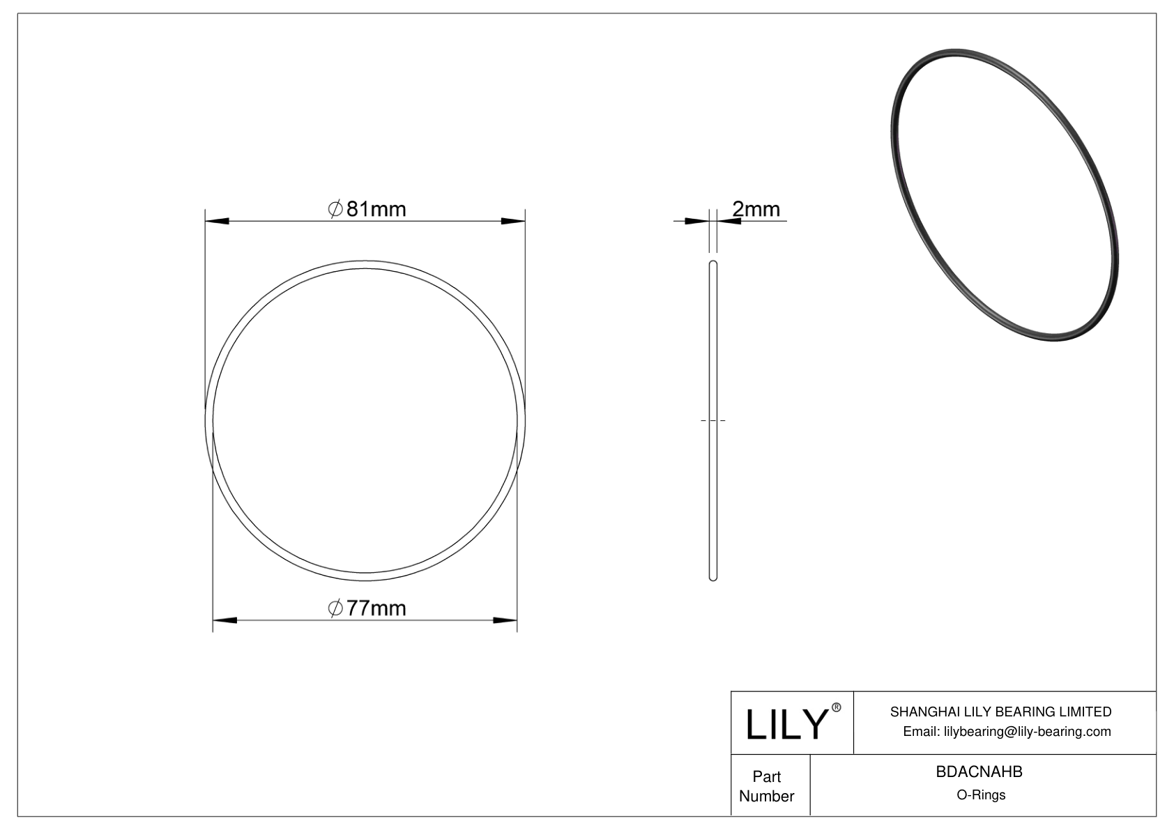 BDACNAHB Oil Resistant O-Rings Round cad drawing