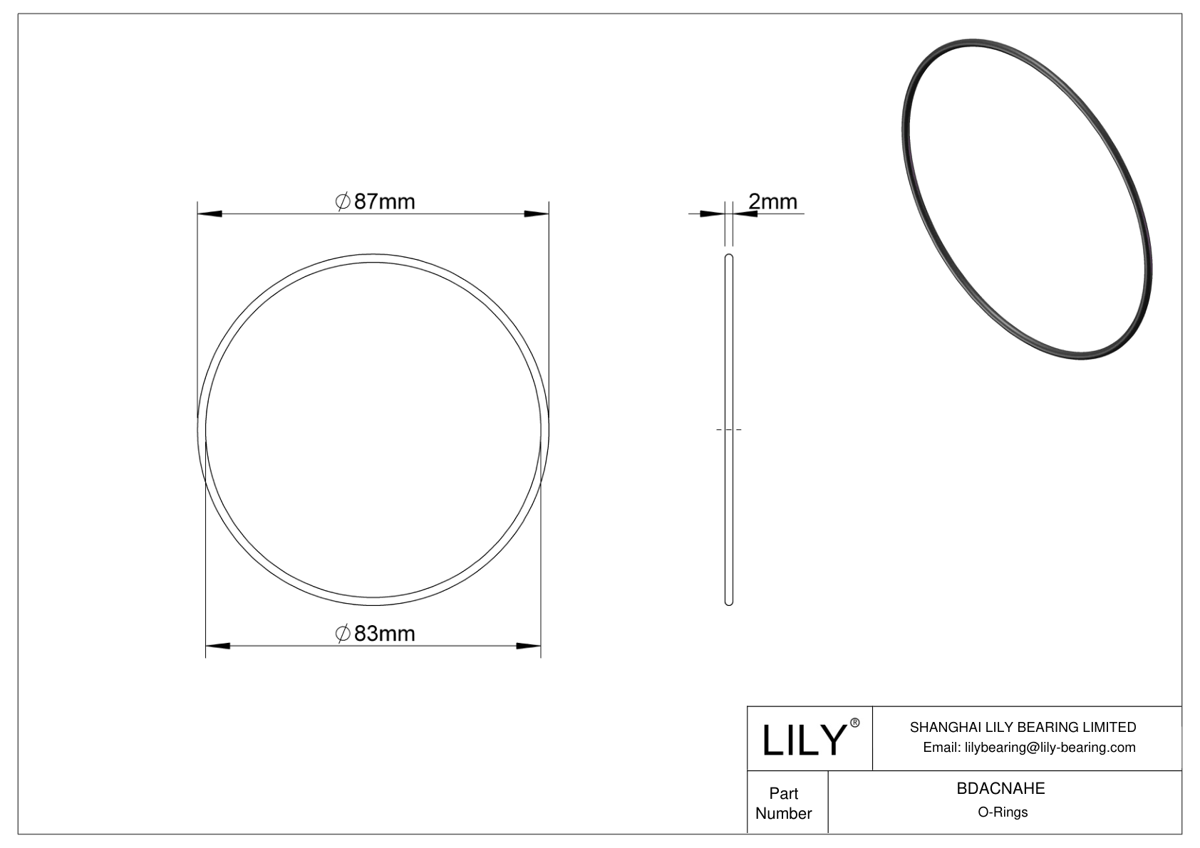 BDACNAHE Oil Resistant O-Rings Round cad drawing