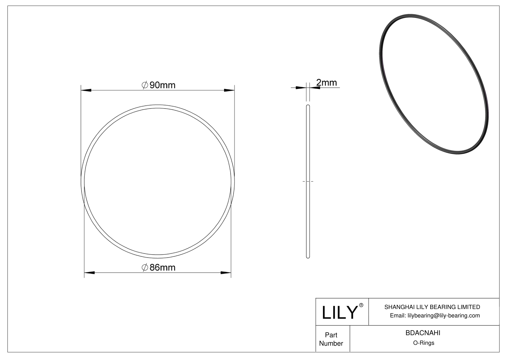 BDACNAHI Oil Resistant O-Rings Round cad drawing