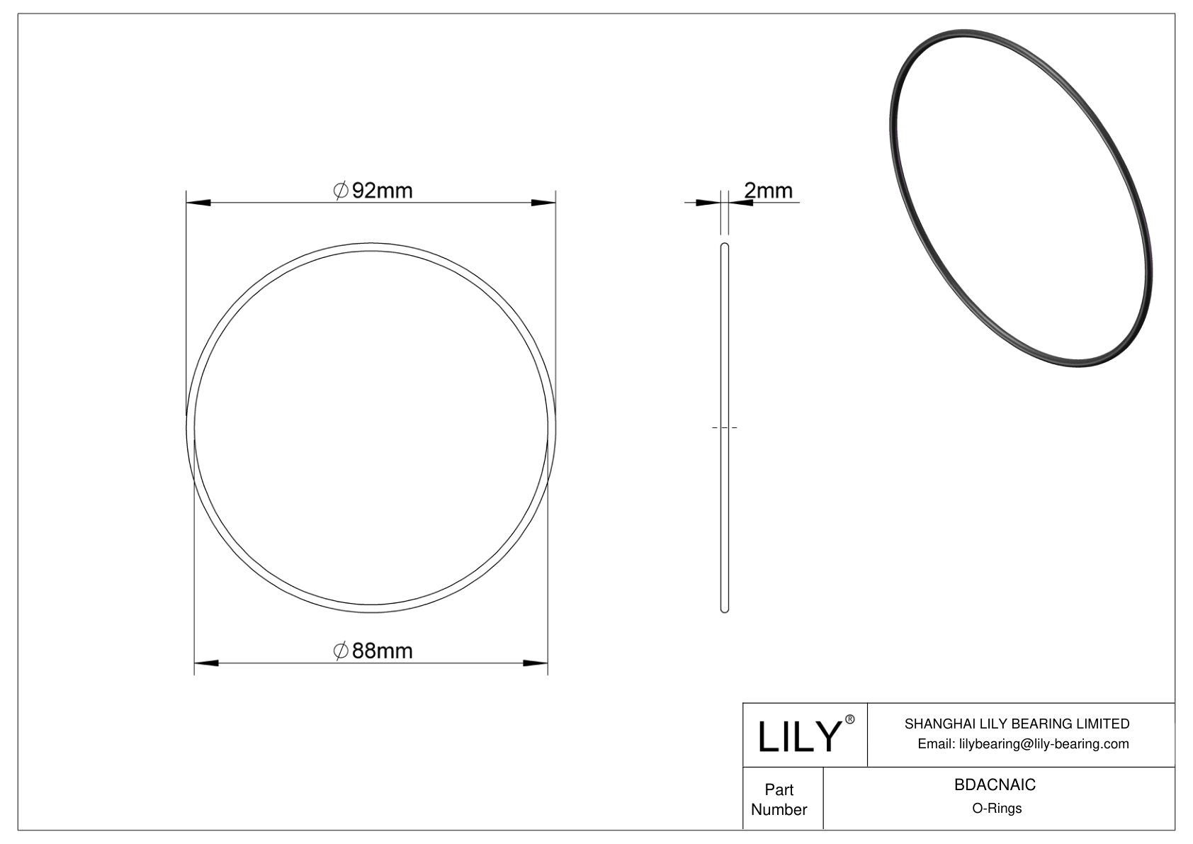 BDACNAIC Oil Resistant O-Rings Round cad drawing