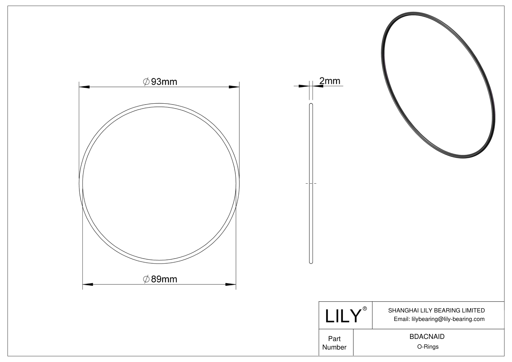 BDACNAID Oil Resistant O-Rings Round cad drawing