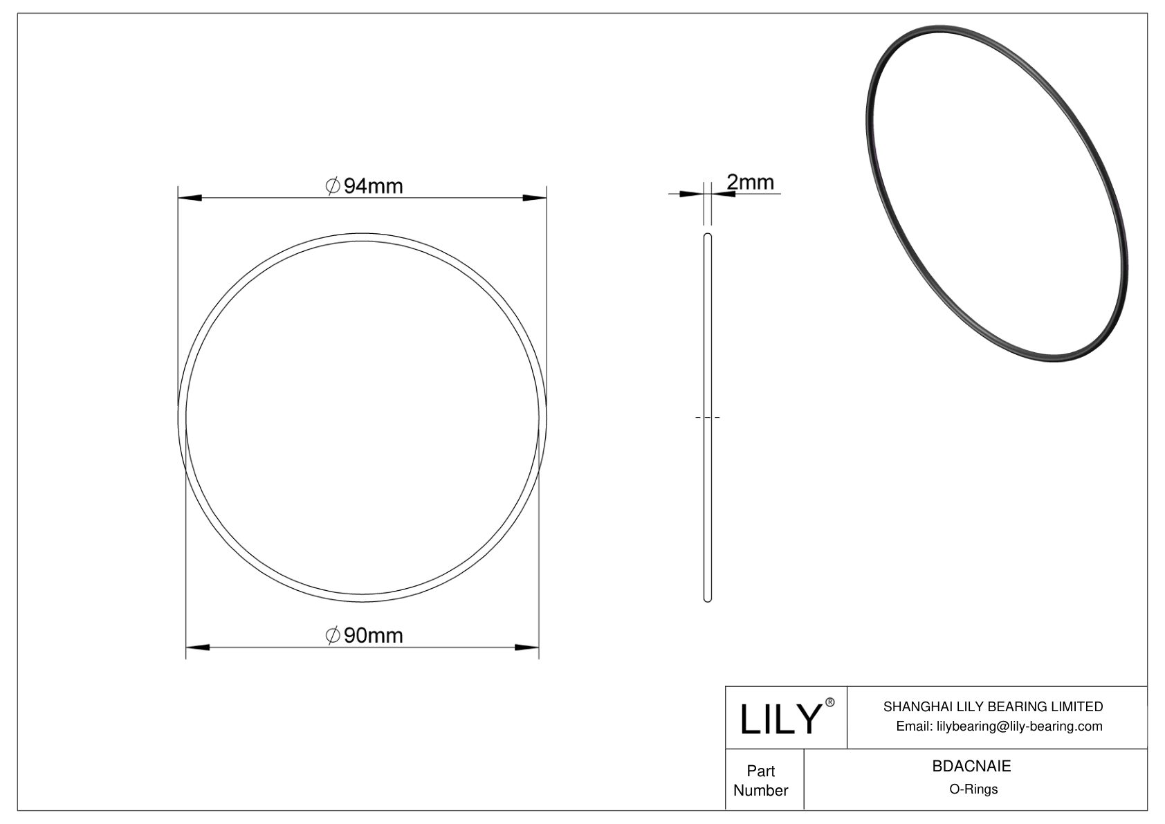 BDACNAIE Oil Resistant O-Rings Round cad drawing