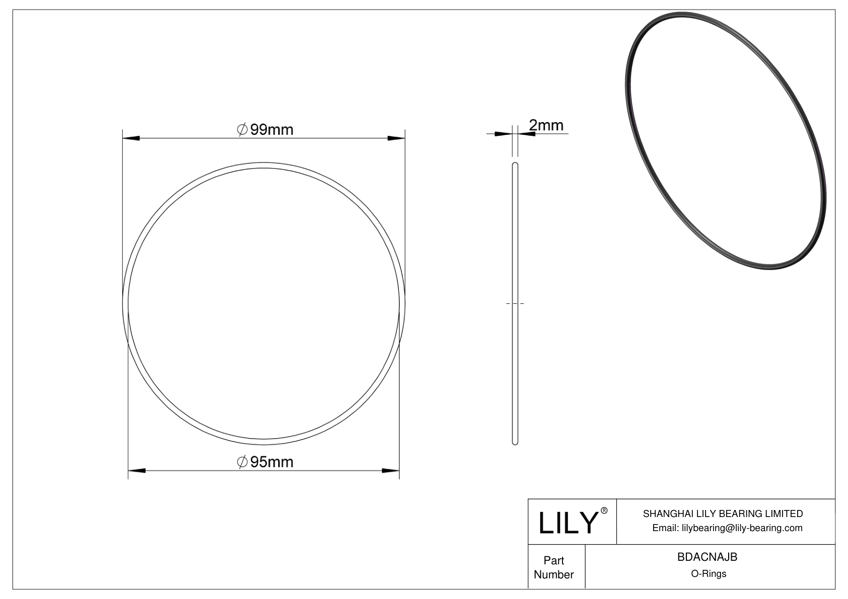 BDACNAJB Oil Resistant O-Rings Round cad drawing