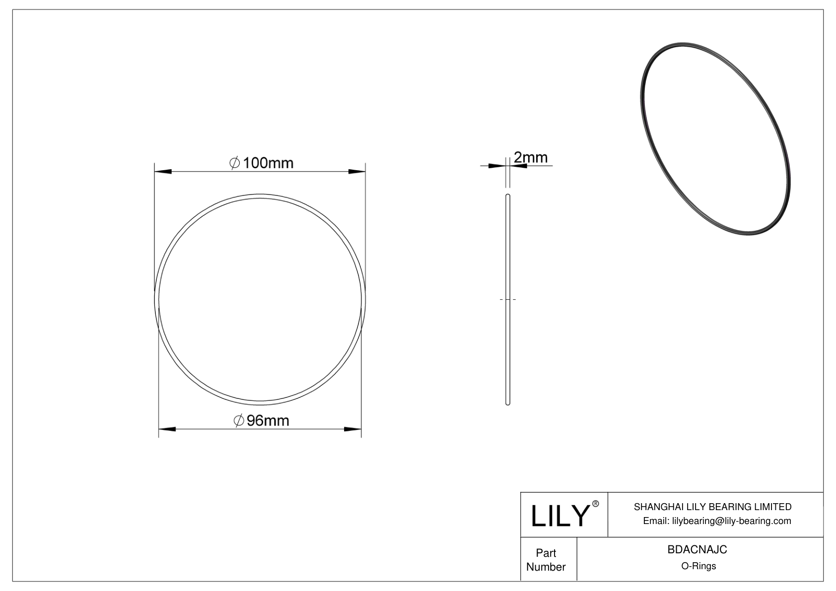 BDACNAJC Oil Resistant O-Rings Round cad drawing