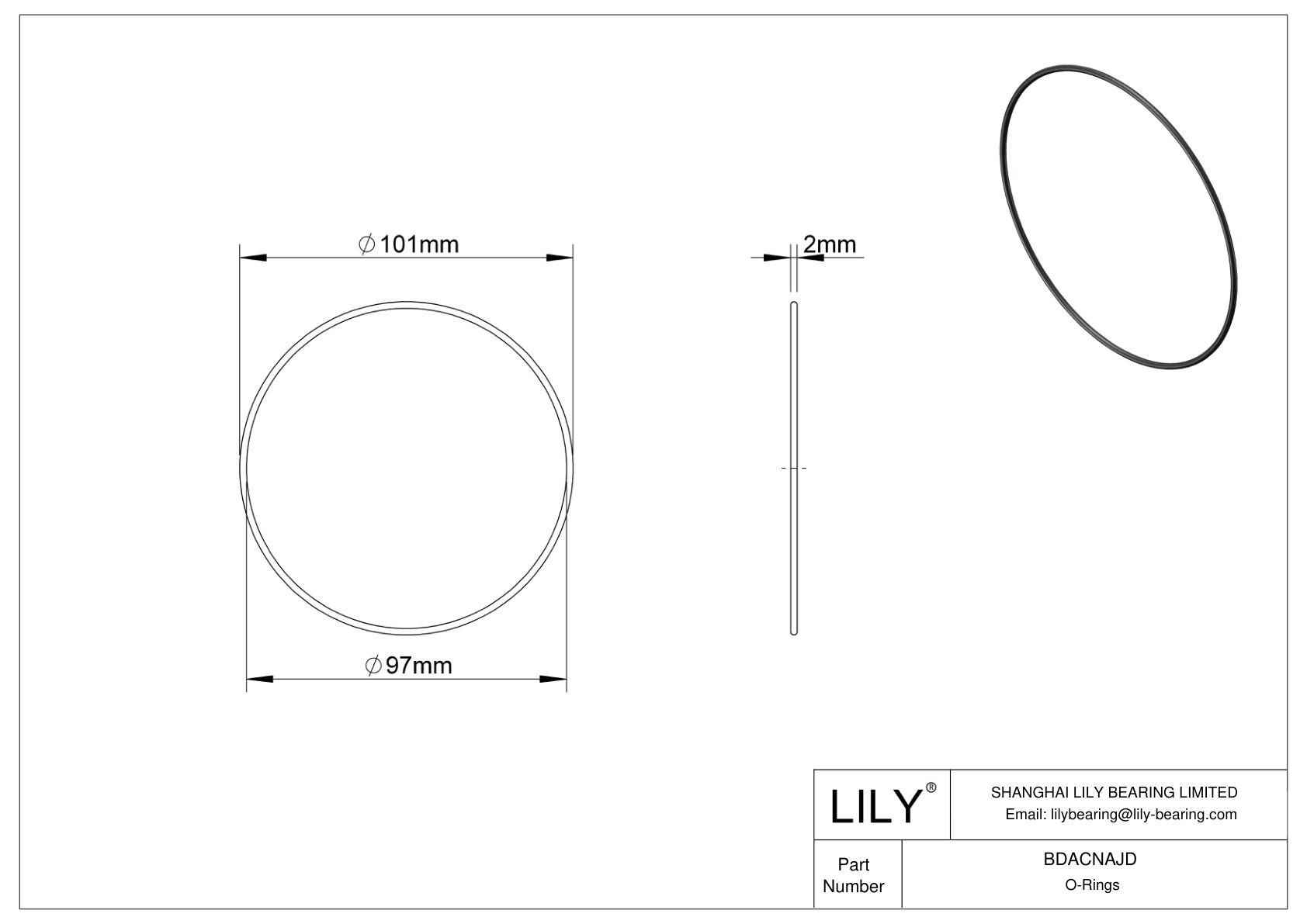 BDACNAJD Oil Resistant O-Rings Round cad drawing