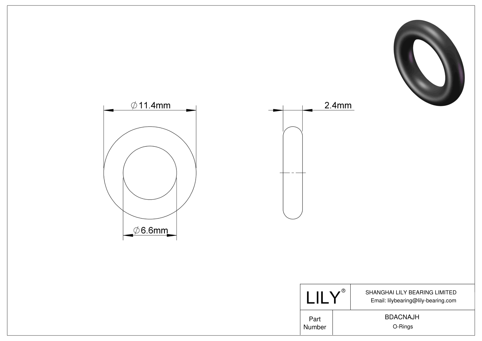 BDACNAJH Juntas tóricas redondas resistentes al aceite cad drawing