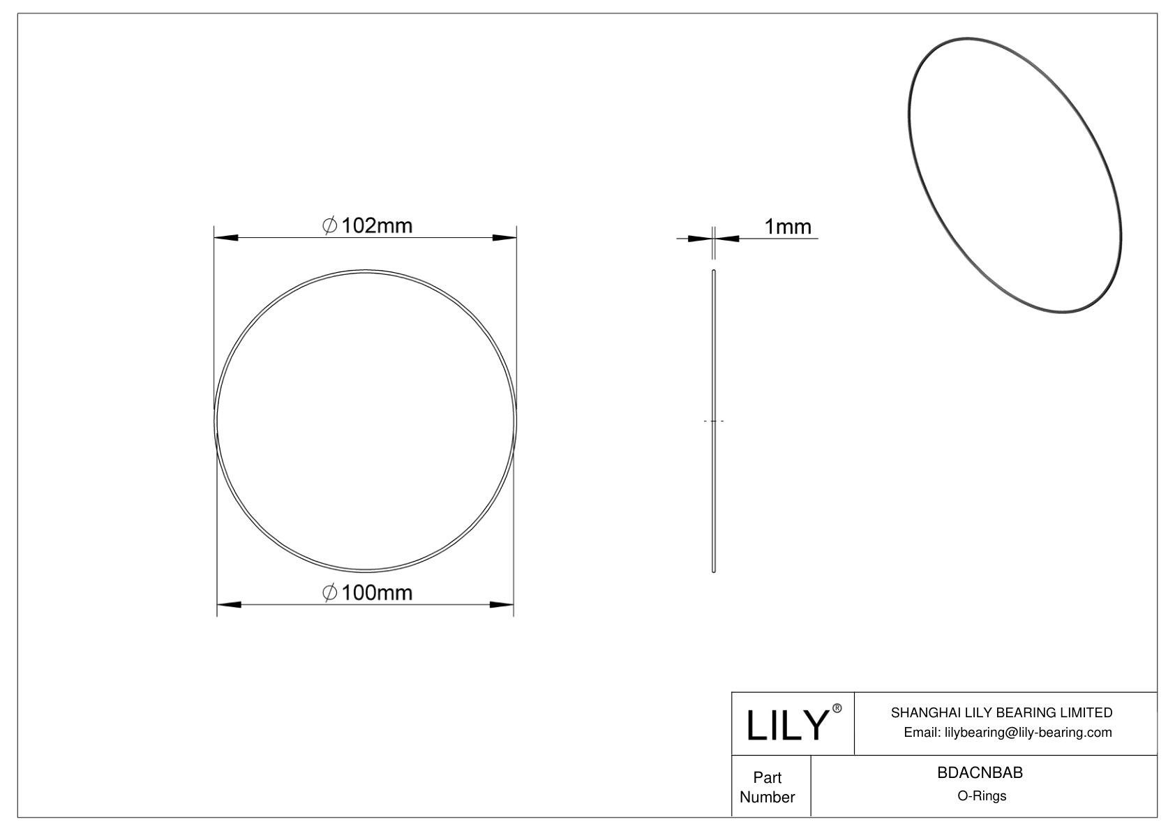 BDACNBAB Oil Resistant O-Rings Round cad drawing