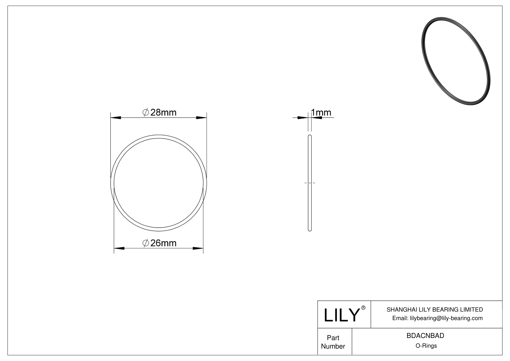 BDACNBAD Oil Resistant O-Rings Round cad drawing