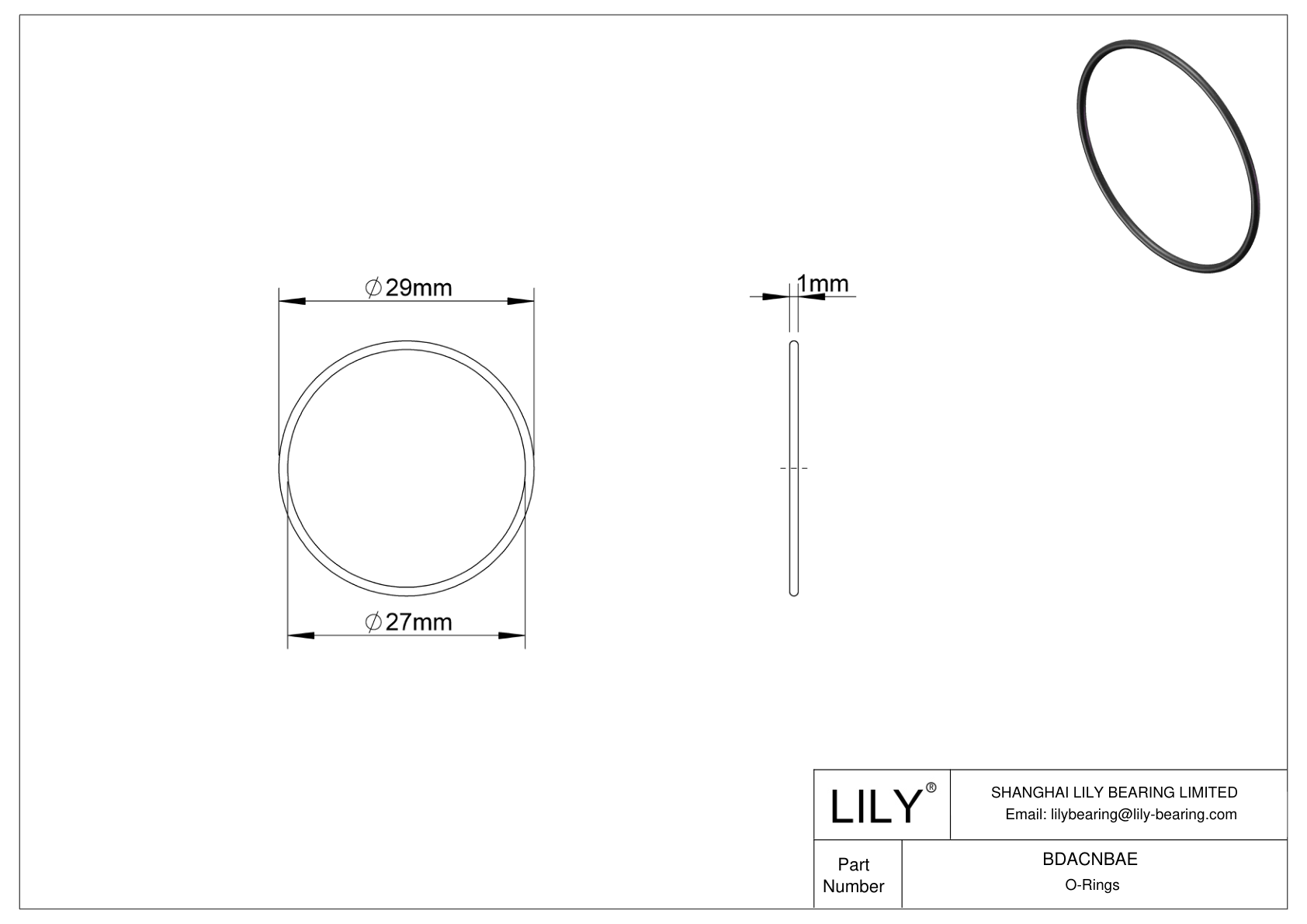 BDACNBAE Oil Resistant O-Rings Round cad drawing