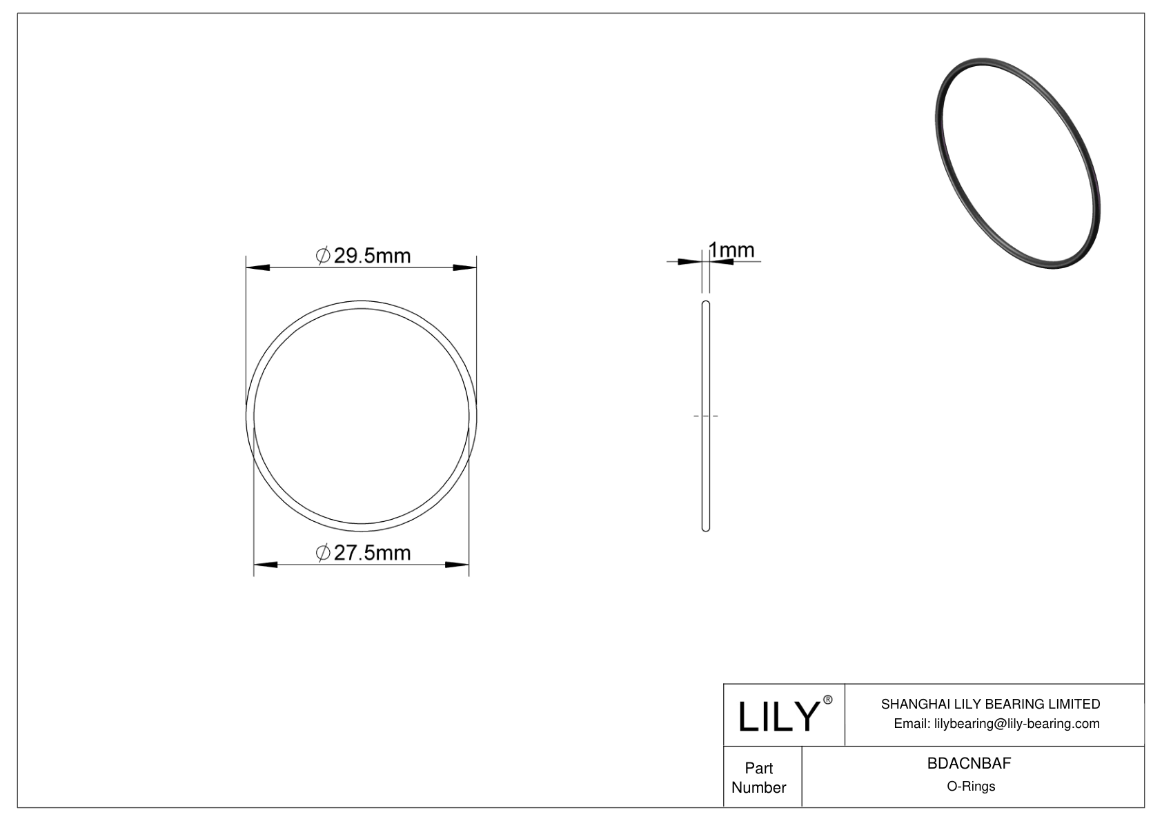 BDACNBAF Oil Resistant O-Rings Round cad drawing