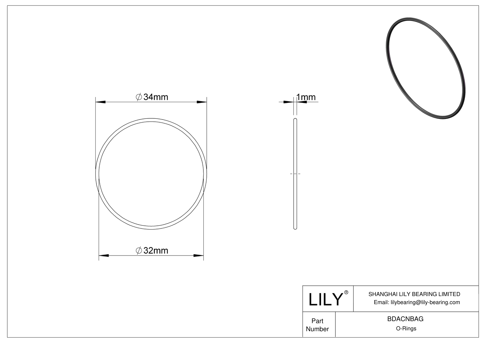 BDACNBAG Oil Resistant O-Rings Round cad drawing