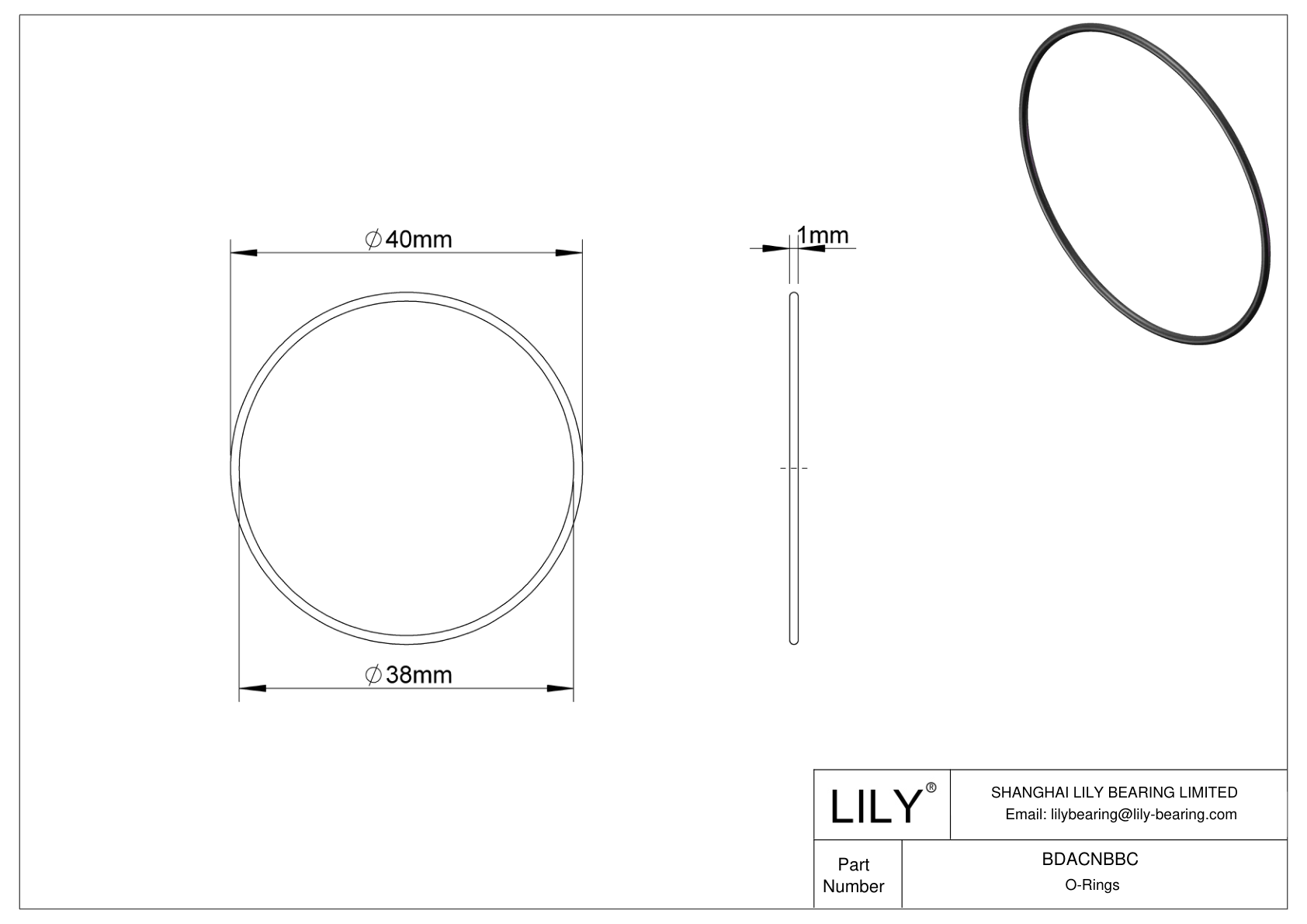 BDACNBBC Oil Resistant O-Rings Round cad drawing