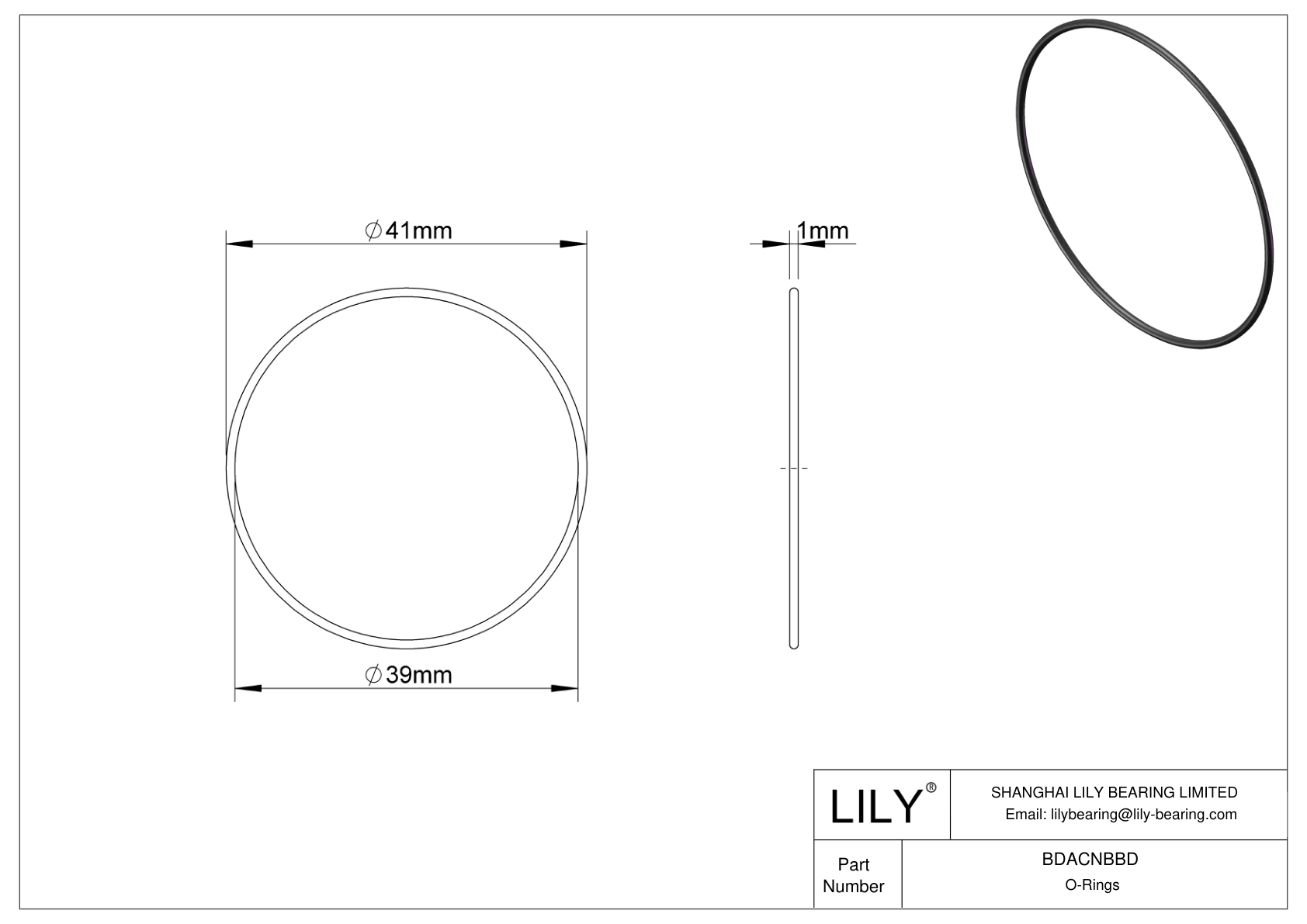 BDACNBBD Oil Resistant O-Rings Round cad drawing