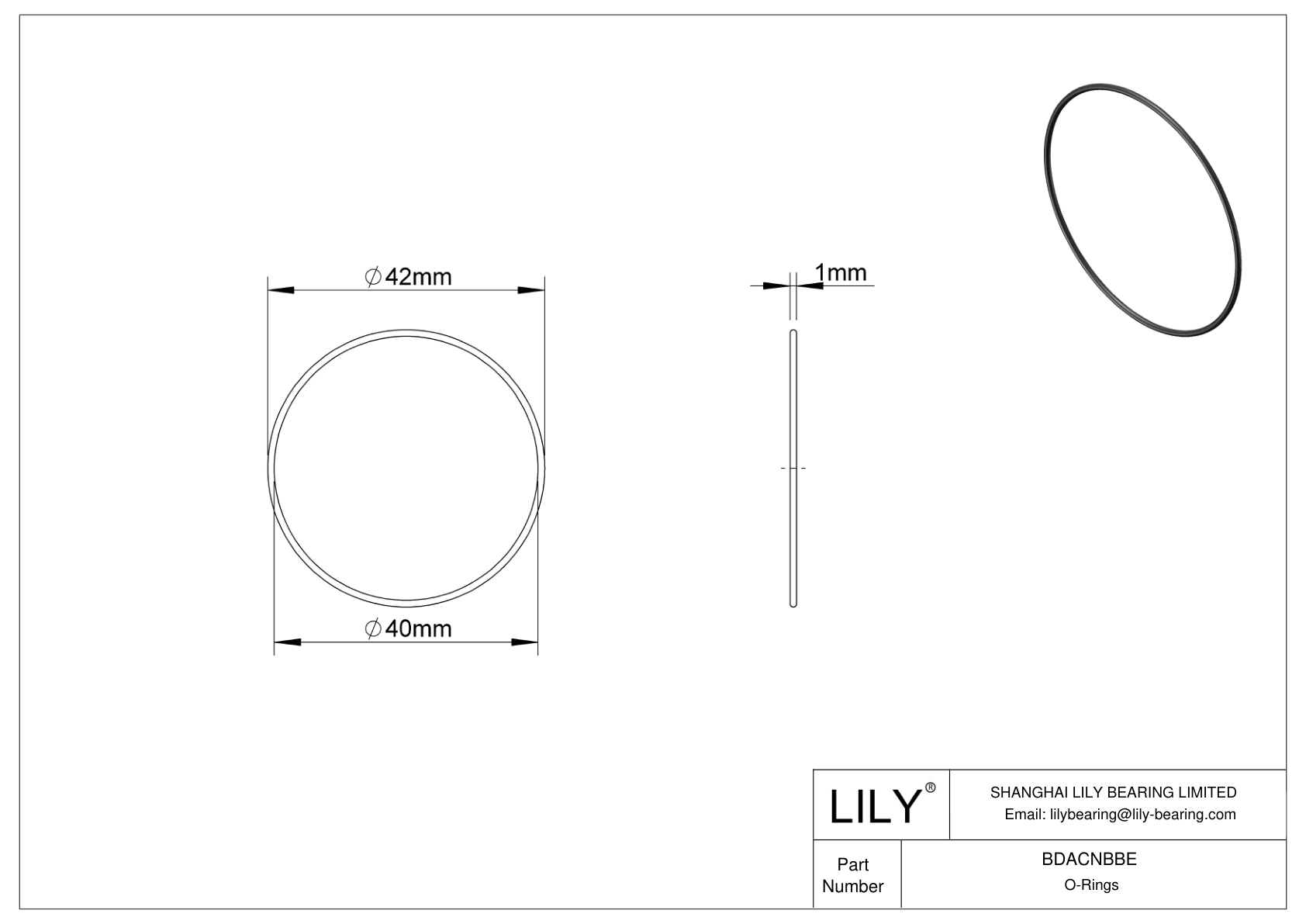 BDACNBBE Oil Resistant O-Rings Round cad drawing