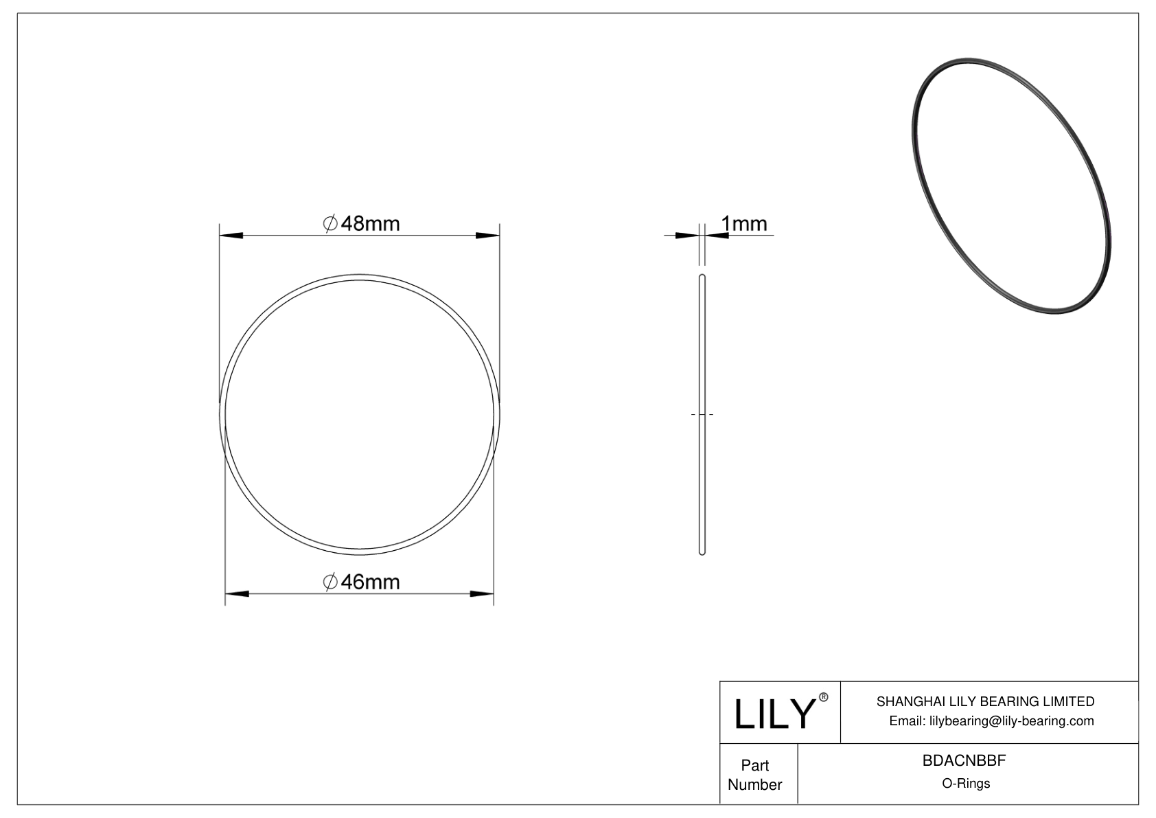 BDACNBBF Oil Resistant O-Rings Round cad drawing